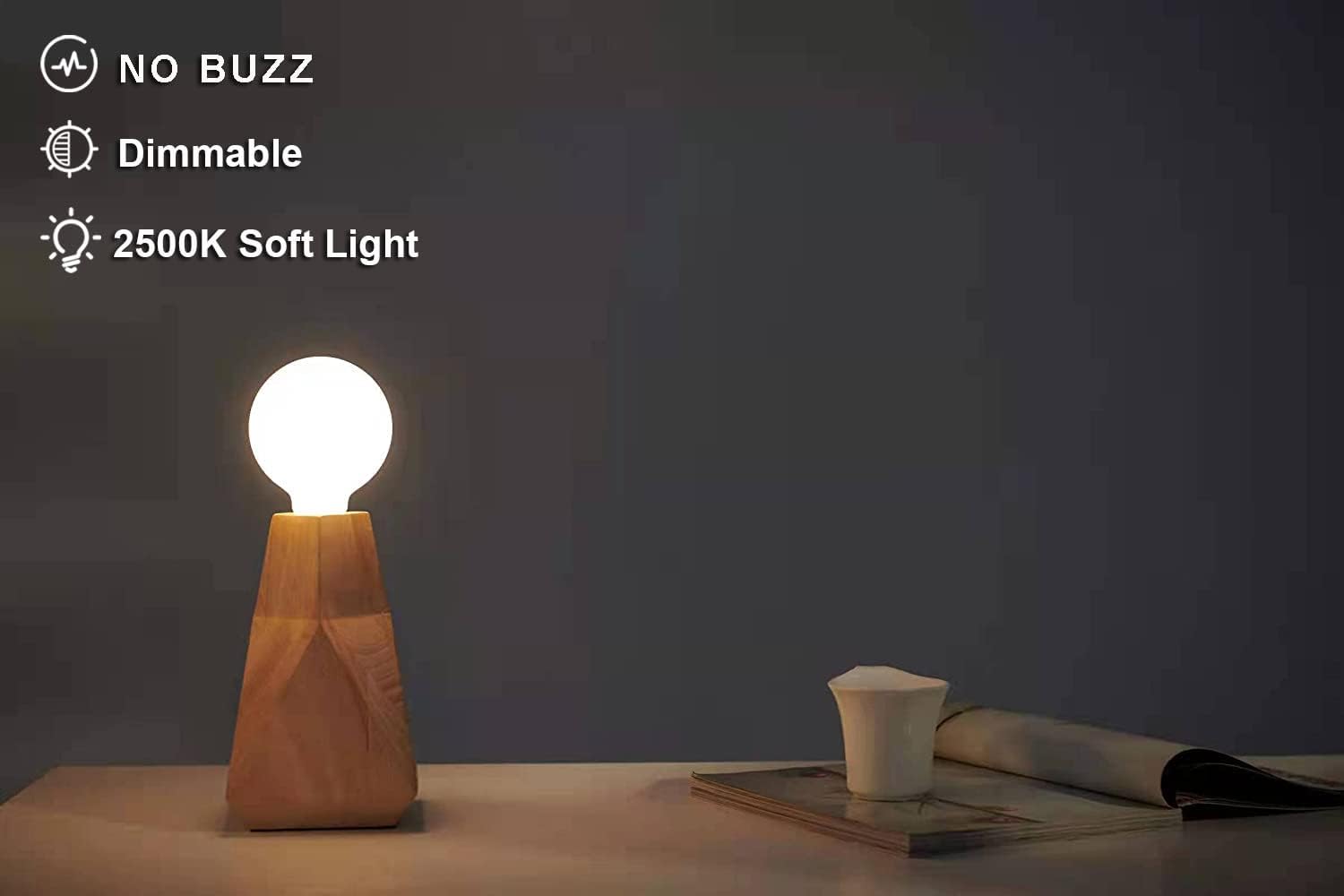 CLICKFUSION LED Filament Lampen G95 E27 8W 2500K Dimmable Opal LED Große Glühbirnen Leuchtmittel Matt Weiß 2stk