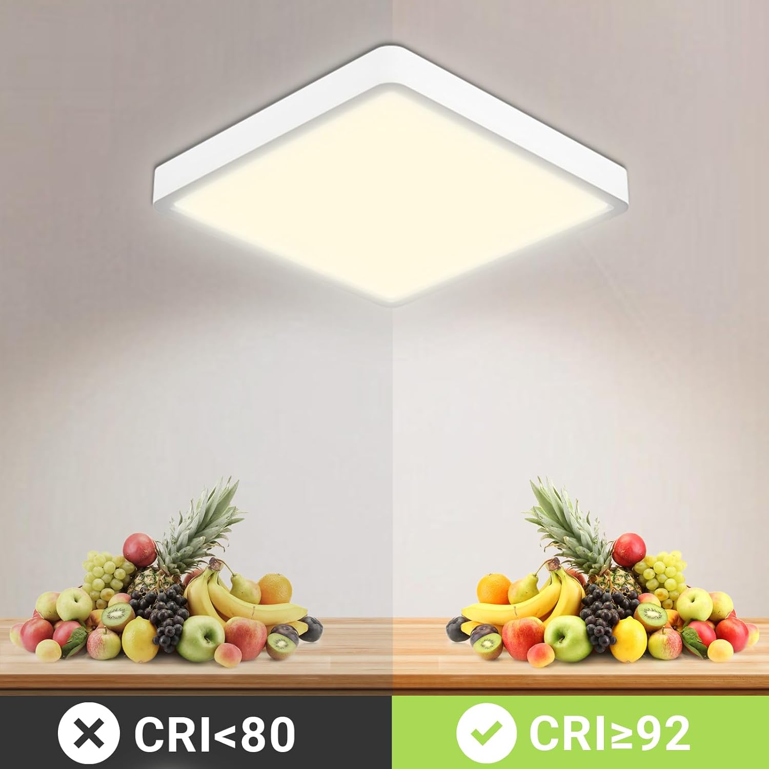 CLICKFUSION IP44 Wasserfest Badlampe Quadrat Flach 18W 4000K 1600LM Modern Schlicht Lampe Dünn für Wohnzimmer Badezimmer Schlafzimmer Küche Flur Keller Büro, 220 * 24mm [Energieklasse E]