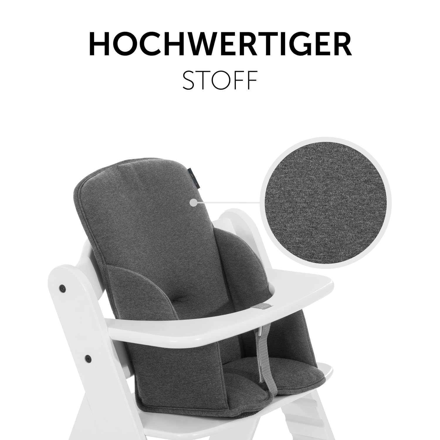 CLICKFUSION Sitzverkleinerer Kissen Alpha Cosy Kompatibel mit Alpha+, Beta+ & Arketa Holzhochstuhl für Babys 6-36 Monate Hochstuhl Sitzkissen mit hoher Rückenlehne & Stabilen Seiten (Jersey Charcoal)