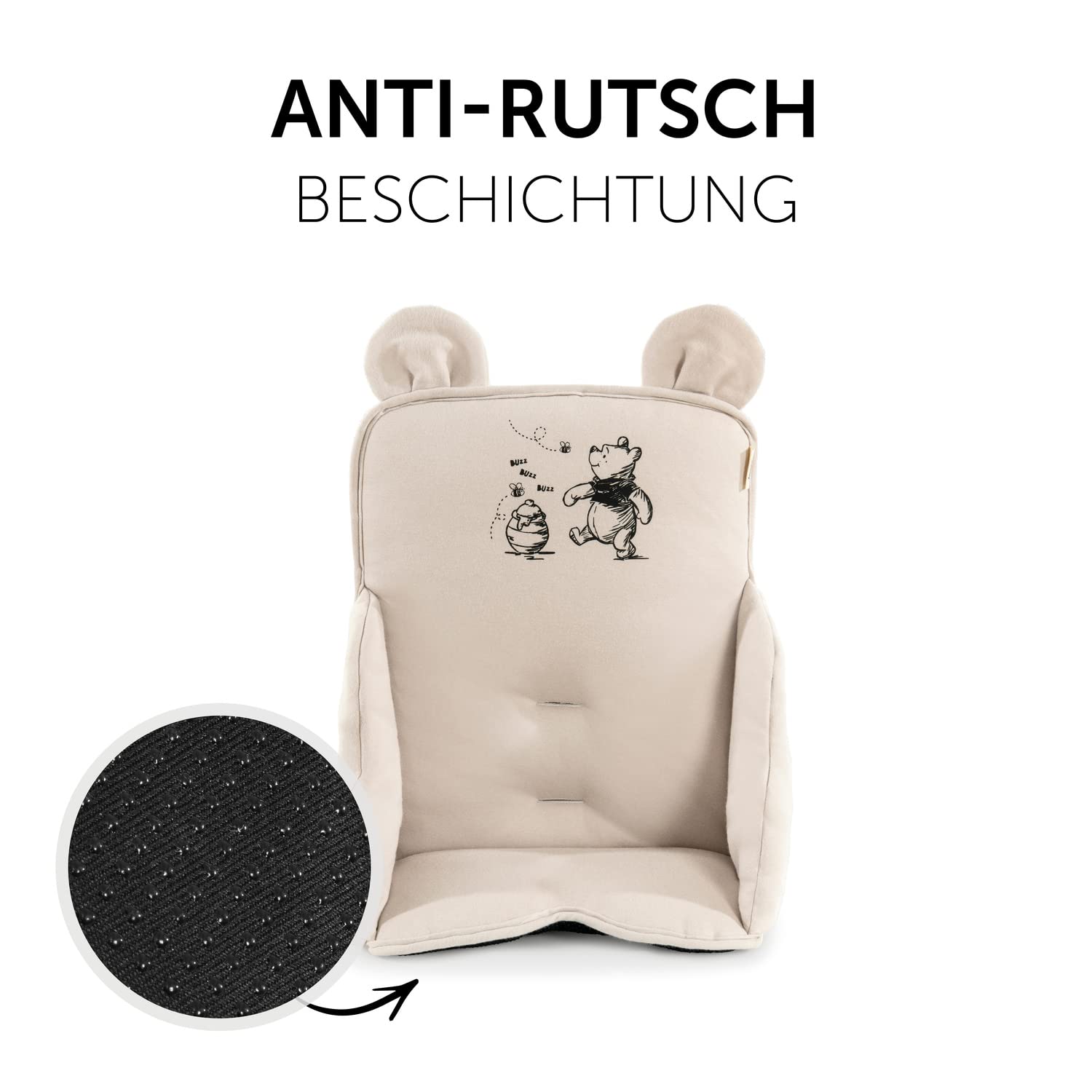 CLICKFUSION Sitzverkleinerer Kissen Alpha Cosy Kompatibel mit Alpha+ Beta+ & Arketa Hochstuhl Babys 6-36 Monate Hochstuhl Sitzkissen mit hoher Rückenlehne & Stabilen Seiten (Disney Winnie the Pooh Beige)