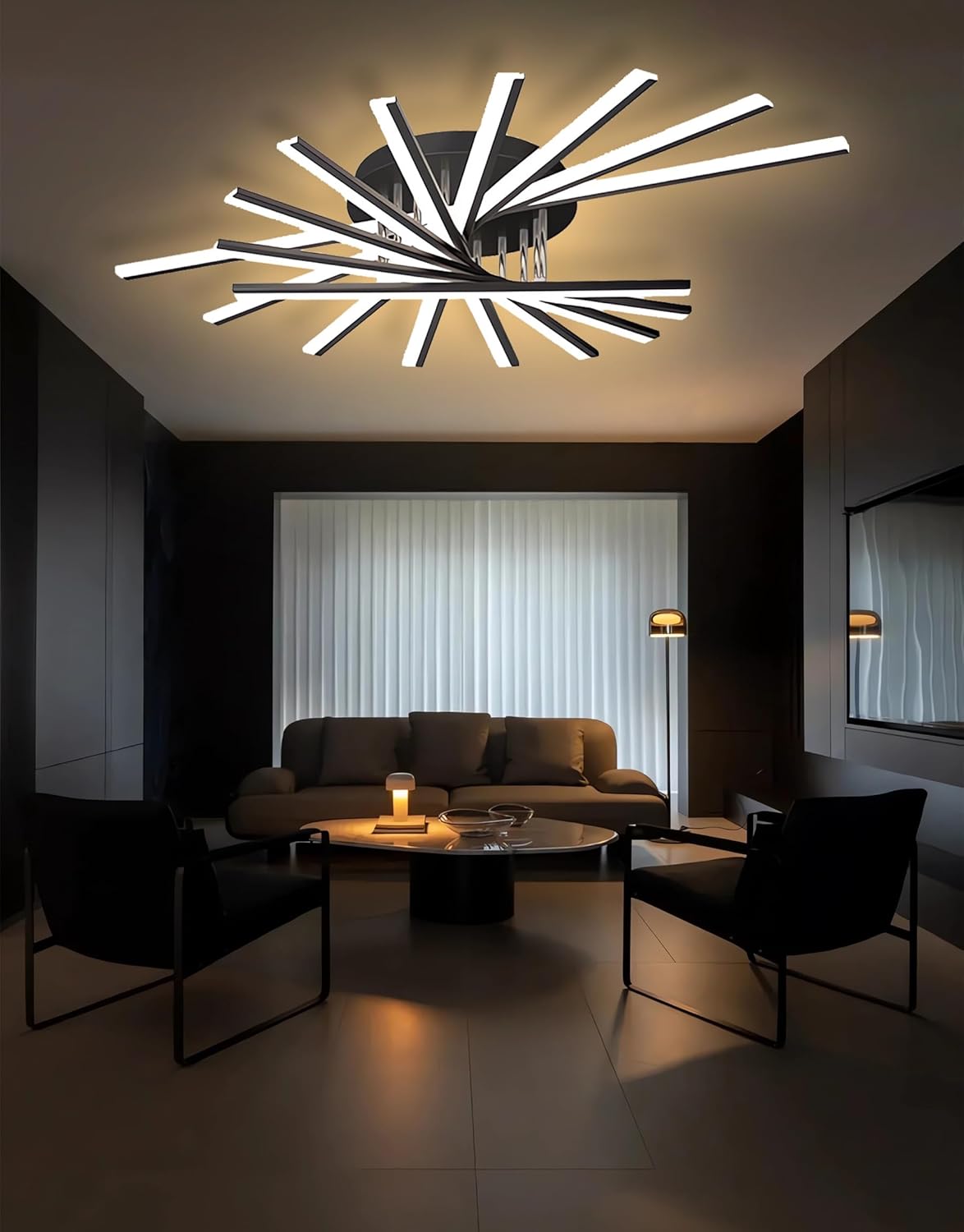 CLICKFUSION LED Ceiling Light Modern Dimmable Ceiling Lights Living Room Fashion Ceiling Lights Multi Head Remote Control Ceiling Light for Bedroom Kitchen Office Cafe Ceiling (9 Heads) [Energy Class A]