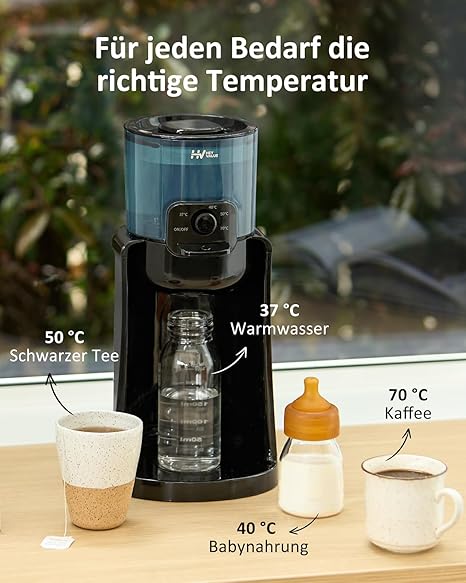 CLICKFUSION Babyflaschenbereiter, Babyflaschenwärmer, Sofortwärmer, Wasserbereiter zur Softherstellung von Säuglingsmilchflaschen, 4 Temperaturen, 72H intelligenter Thermostat, Heißwasserbereiter, Schwarz