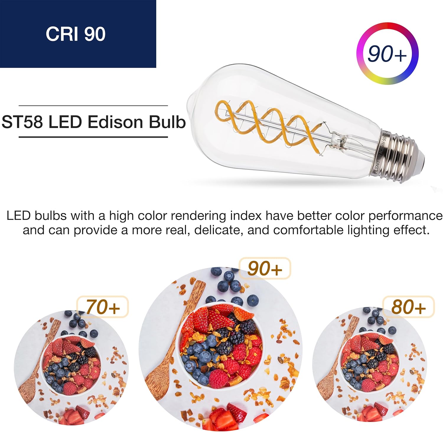 CLICKFUSION Edison Vintage Glühbirne E27, ST58 Retro LED Spiral Filament Lampen, 4W(Ersetzt 40W), 2200K Warmweiß, nicht dimmbar, CRI90, Klar Glas, 4 Stück