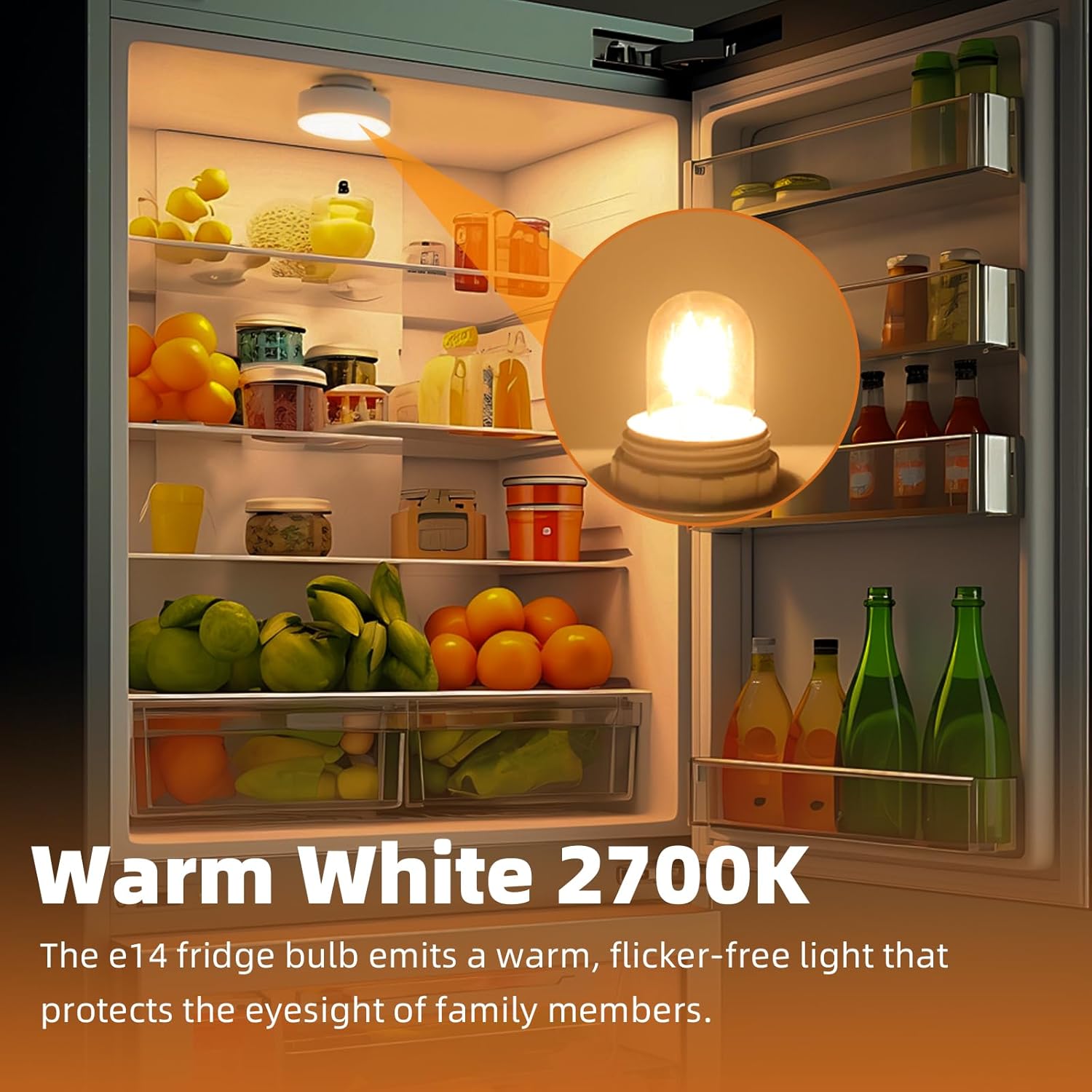 CLICKFUSION 5 Stück E14 Kühlschranklampe, Dimmbar, Hitzebeständig bis 300 Grad, 100LM Warmweiß 2700K, E14 Salzlampenbirnen für Kühlschrank, Mikrowelle, Dunstabzugshaube, Salzsteinlampe [Energieklasse G]