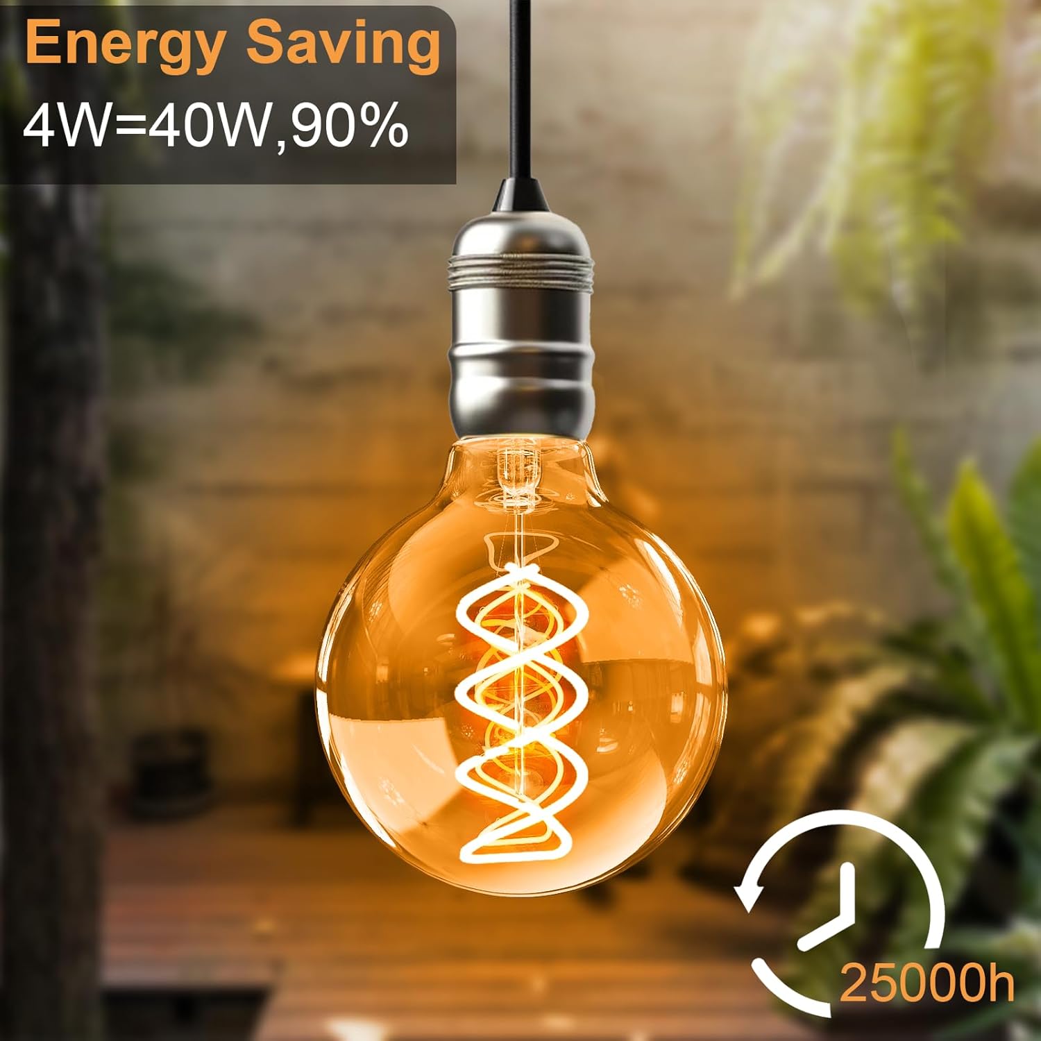 CLICKFUSION Edison Vintage Glühbirne E27, 4W Dimmbare Glühbirnen E27, E27 Base Braunglasveredelung Retro Leuchtmittel 2700K, G80 LED Vintage Lampe für Nostalgie Industrial Bar Beleuchtung -2 Stücks