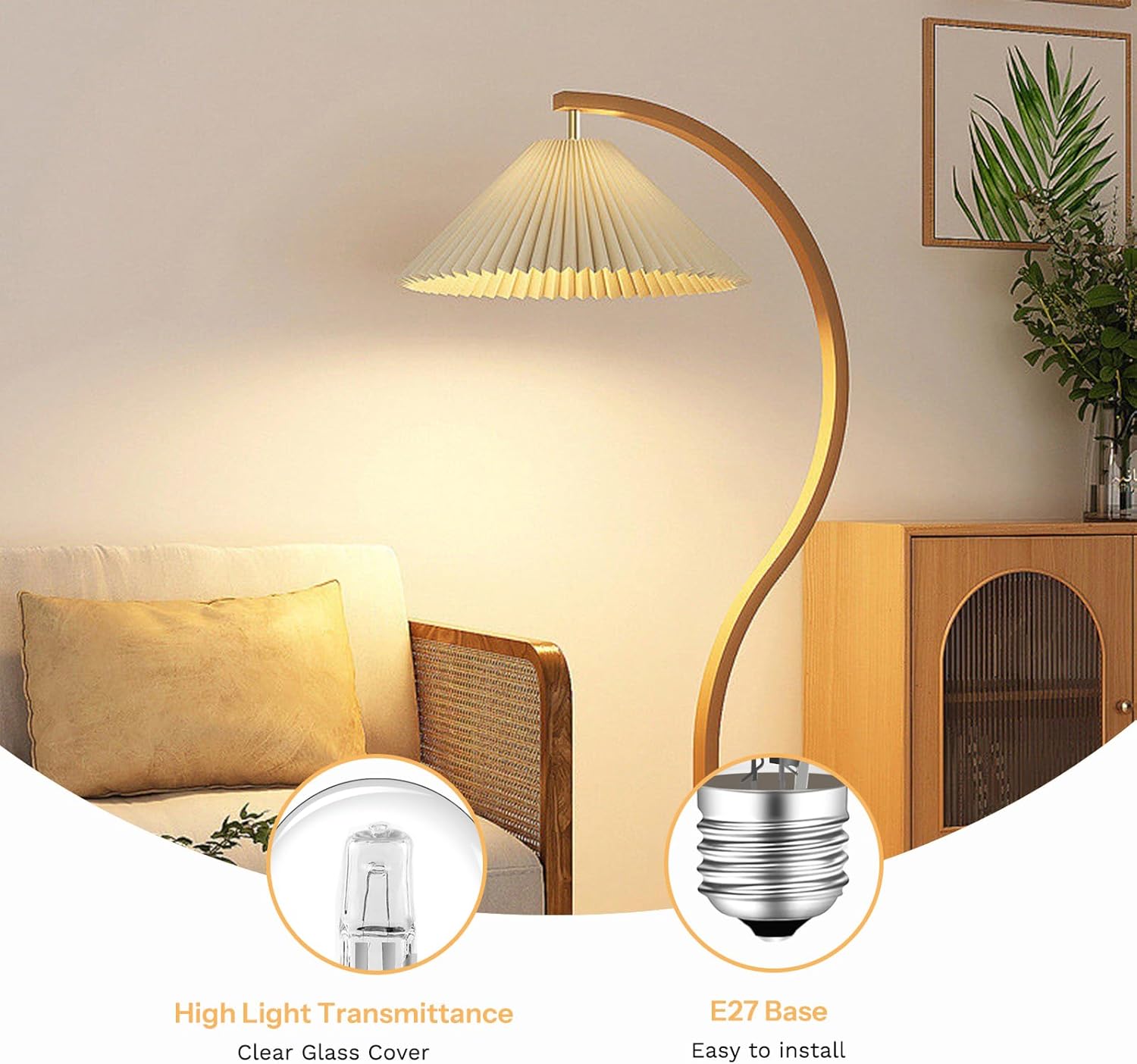 CLICKFUSION 6 Stück Halogenlampe E27 42W Dimmbar, 613LM Warmweiß 2700K Vintage Klar Glas Halogen Glühbirne AC 230V Globe G45 E27 42 Watt Schraubbirne für Kronleuchter, Wandlampe [Energieklasse G]