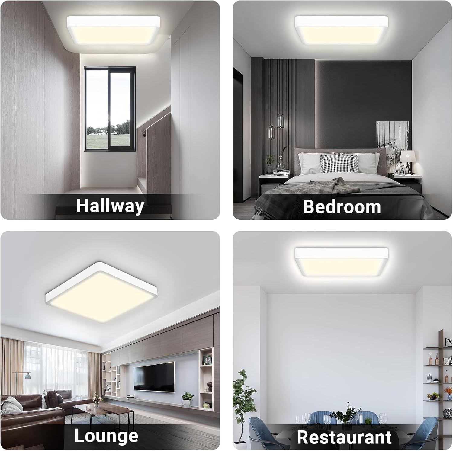 CLICKFUSION IP44 Wasserfest Badlampe Quadrat Flach 18W 4000K 1600LM Modern Schlicht Lampe Dünn für Wohnzimmer Badezimmer Schlafzimmer Küche Flur Keller Büro, 220 * 24mm [Energieklasse E]