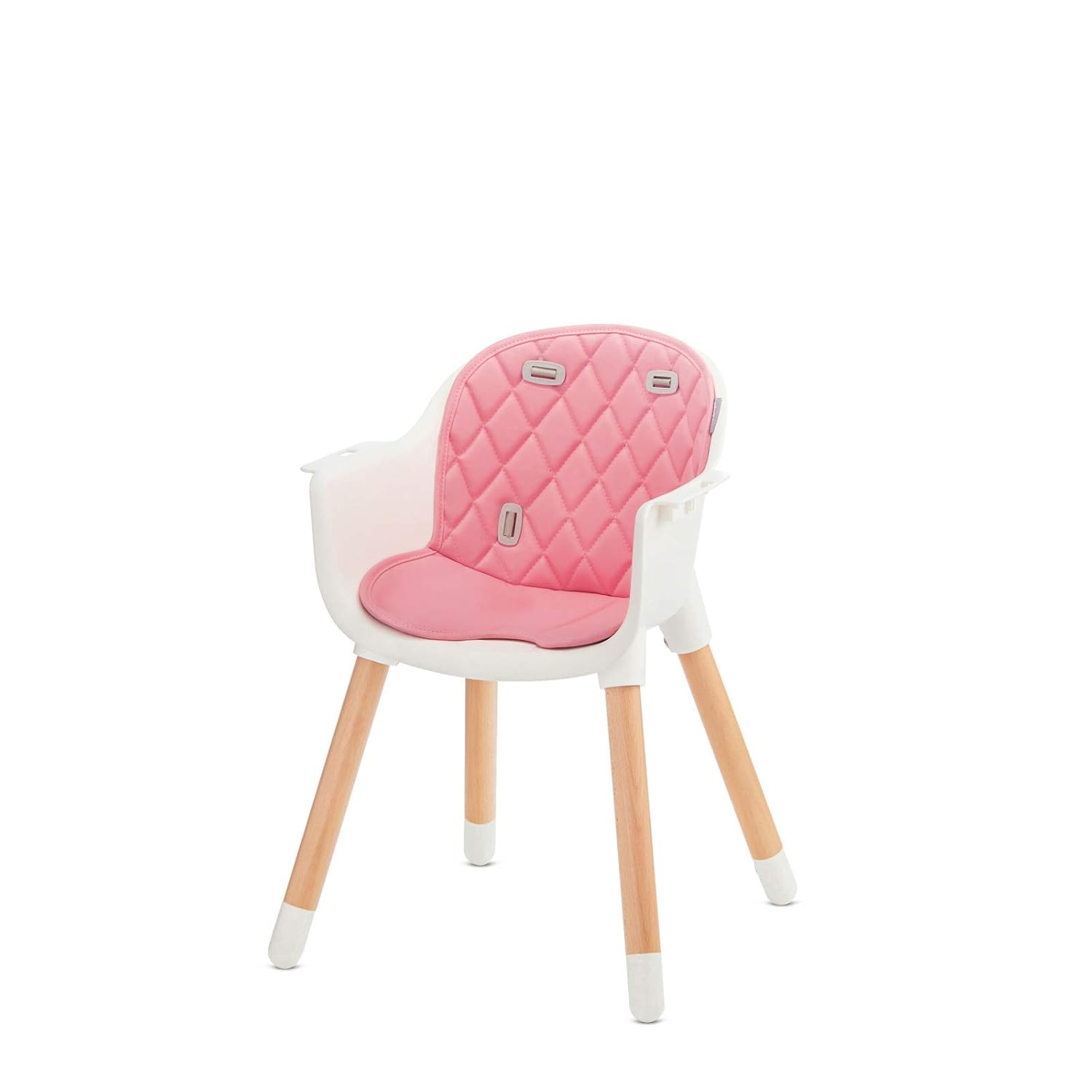 CLICKFUSION Hochstuhl SIENNA 2 in 1, Kinderhochstuhl, Babystuhl, Kombihochstuhl, Beine aus Holz, 5-Punkt-Gurt, Fußstütze, abnehmbare Tablett, Rutschfeste Stuhlbeinkappen, ab 6 Monate bis 4 Jahre, Rosa