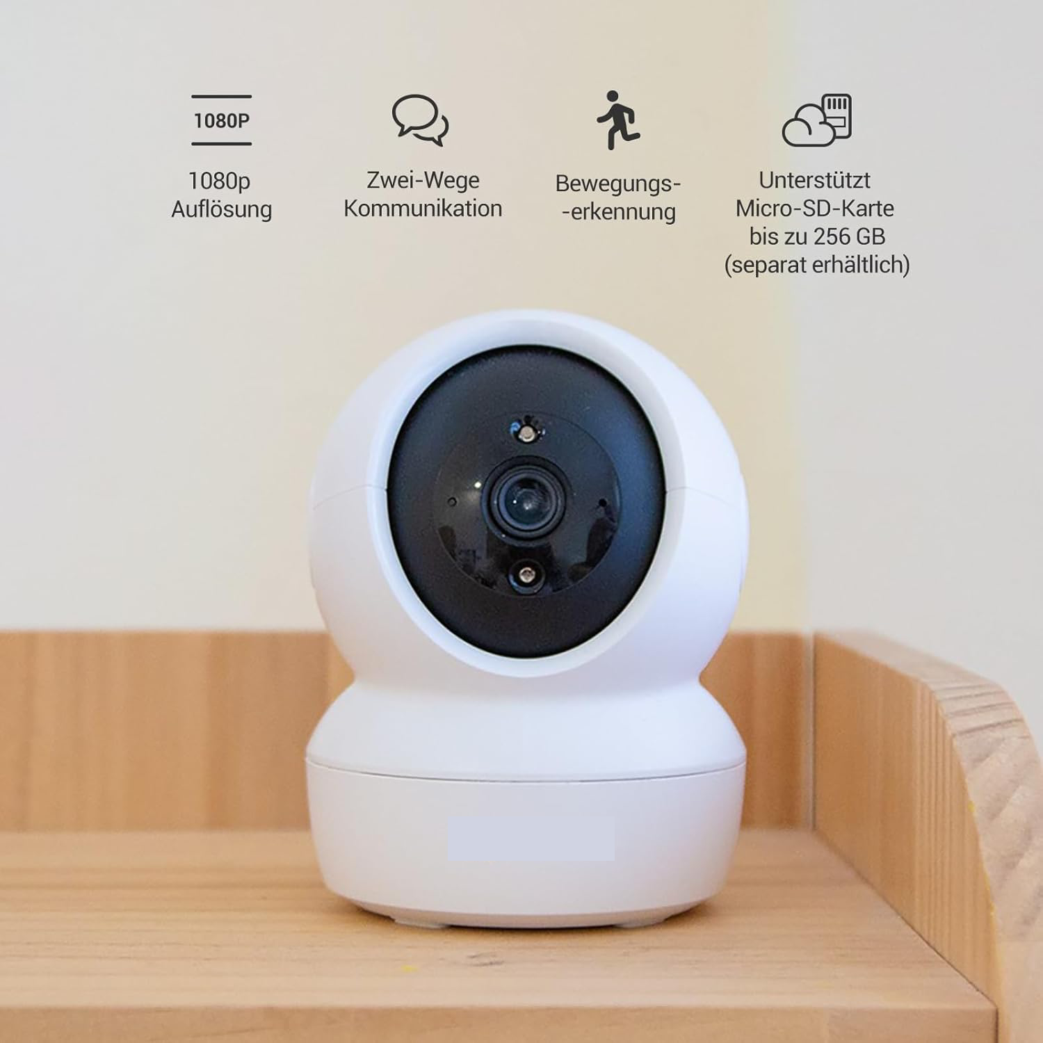 CLICKFUSION 1080P WLAN-IP-Kamera, schwenkbare Überwachungskamera für Innenräume mit Zwei-Wege-Audio, Bewegungsverfolgung, Infrarot-Nachtsicht – ideal als Haustier- und Babyphone, kompatibel mit Alexa, 2,4 GHz-WiFi, C6N, 2er-Set