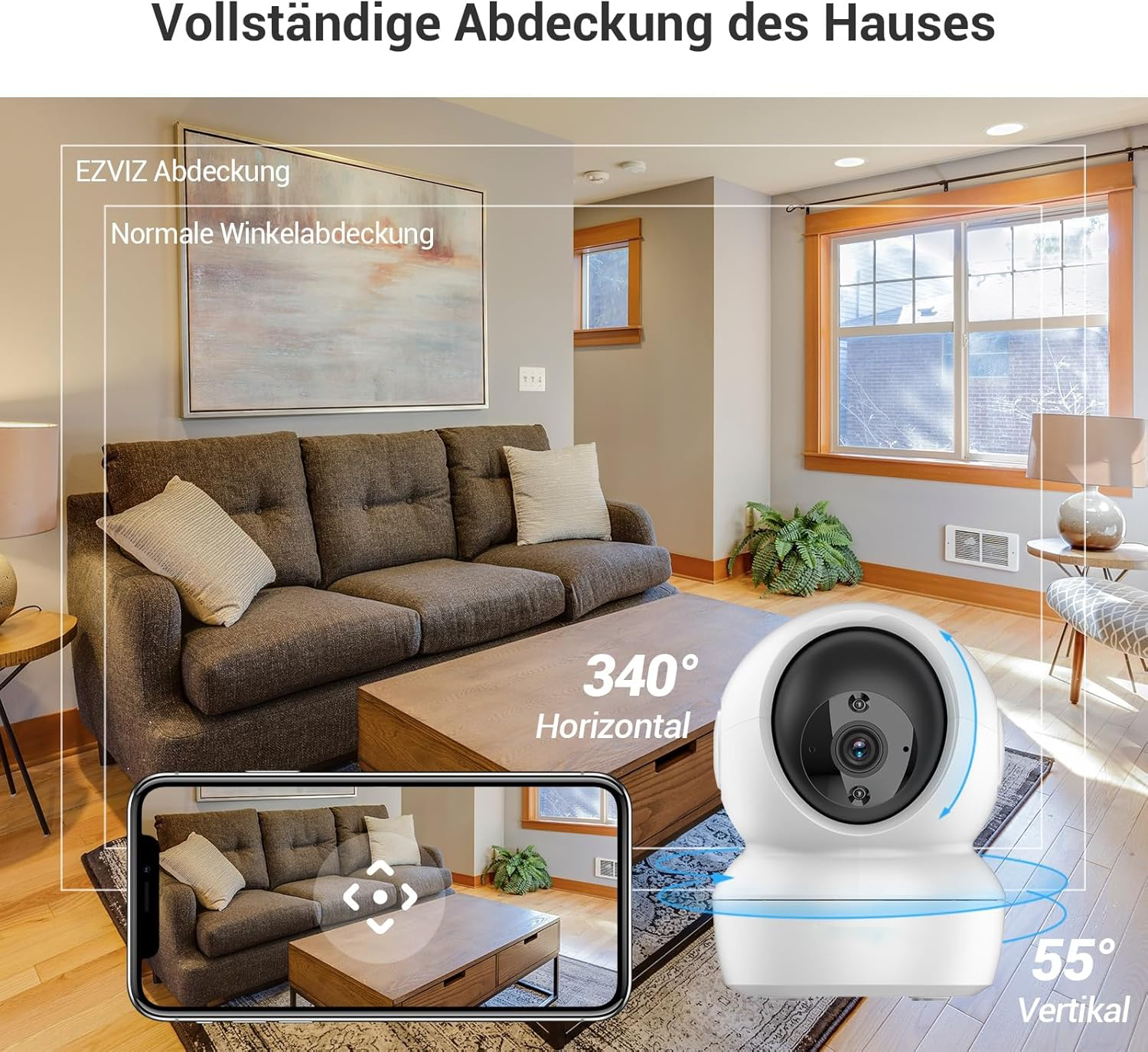 CLICKFUSION 1080P WLAN-IP-Kamera, schwenkbare Überwachungskamera für Innenräume mit Zwei-Wege-Audio, Bewegungsverfolgung, Infrarot-Nachtsicht – ideal als Haustier- und Babyphone, kompatibel mit Alexa, 2,4 GHz-WiFi, C6N, 2er-Set