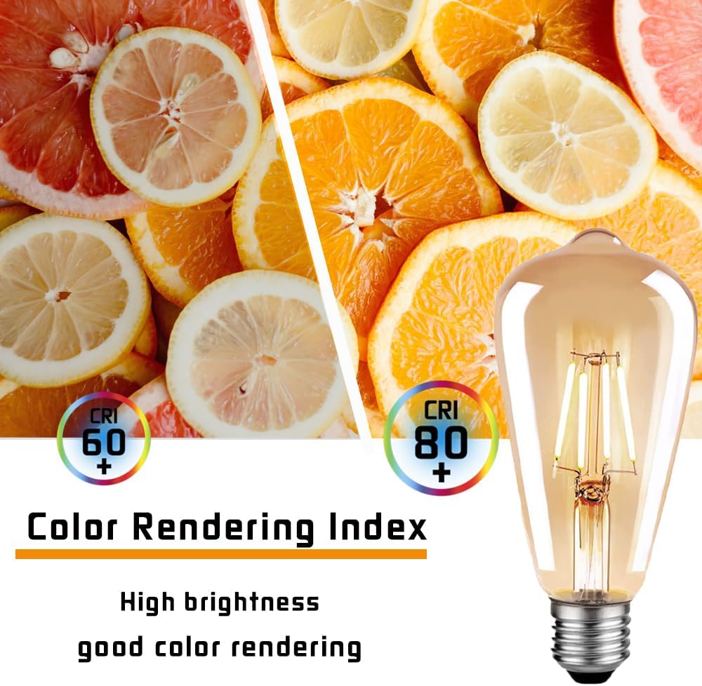CLICKFUSION E27 LED Vintage Dimmbar Edison Glühbirne E27 5W(Erstezt 50) Retro LED Lampe Golden Warmweiss 2700K Filament ST64, Ideal für Nostalgie und Retro Beleuchtung im Haus Café Bar usw- 6 Stück