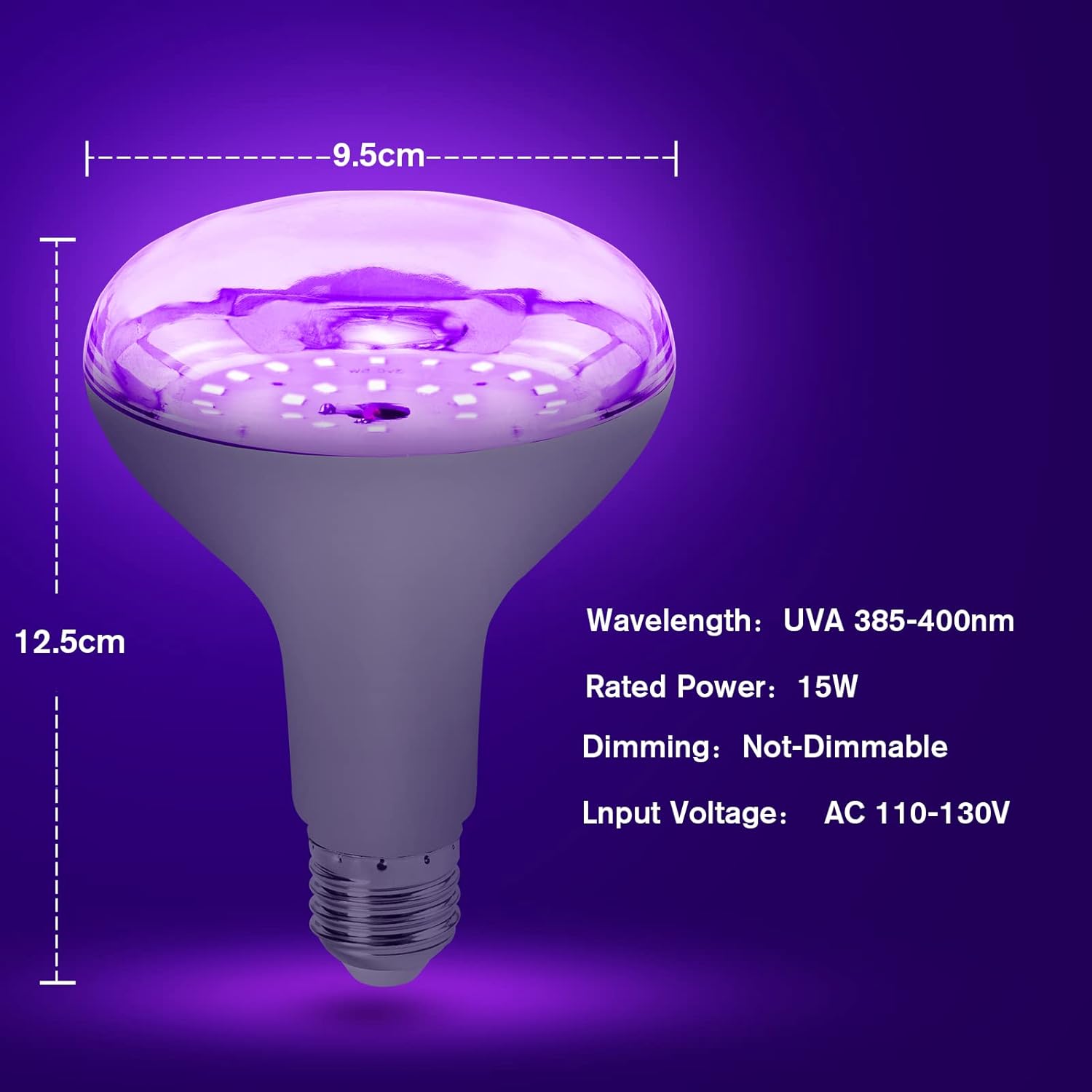 CLICKFUSION 2PCS E27 15W UV Schwarzlicht Glühbirne, Black Light Bulb 385-400nm UVA Schwarzlichtlampe Beleuchtung,Partylicht Neonfarben für Halloween Party Disco Club Bar Körperkuns