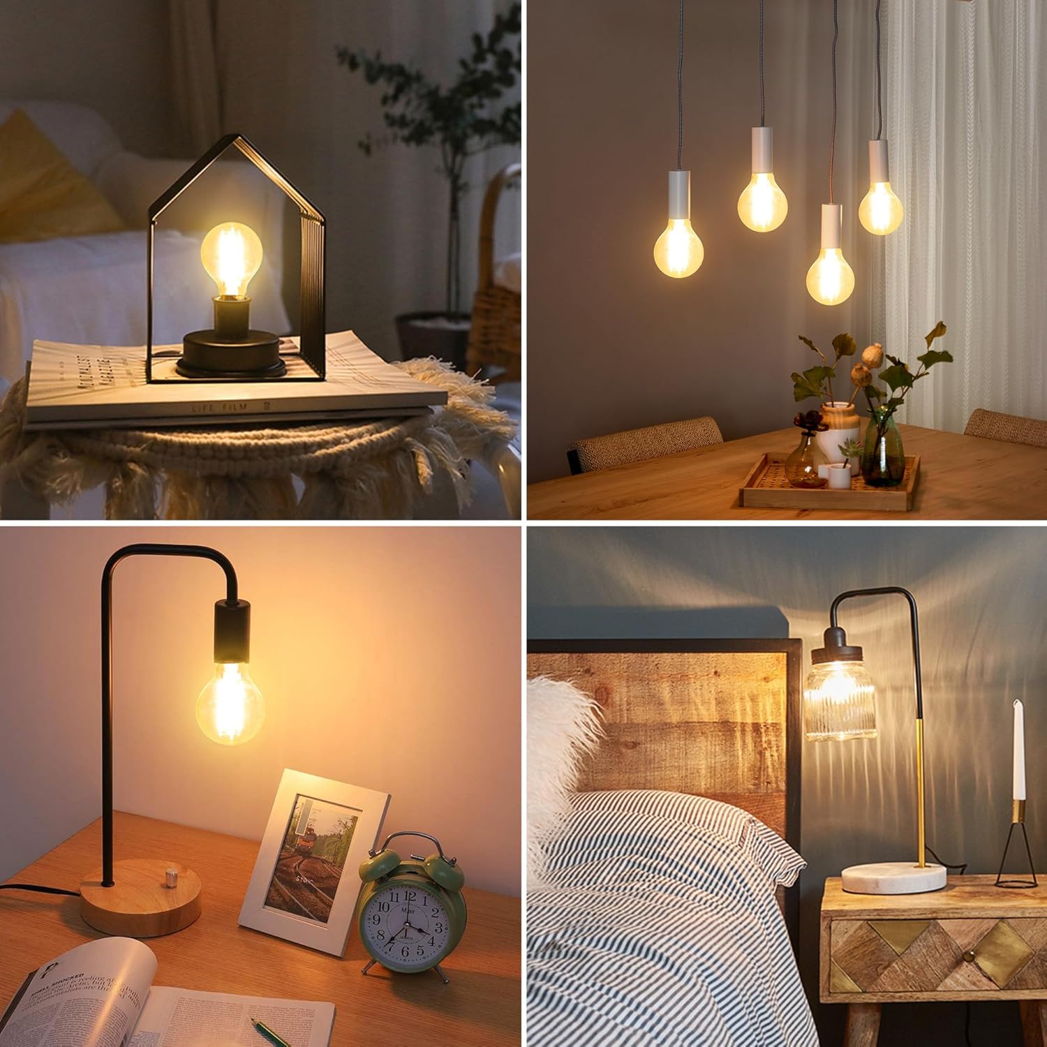 CLICKFUSION E14 Birne G45 Warmweiss LED Lampe 3.5W 650LM E14 Glühbirne Warmweiß 2700K ersetzt 50W Halogenlampe Filament Fadenlampe Ultraeffiezent Nicht Dimmbar 4 Stück