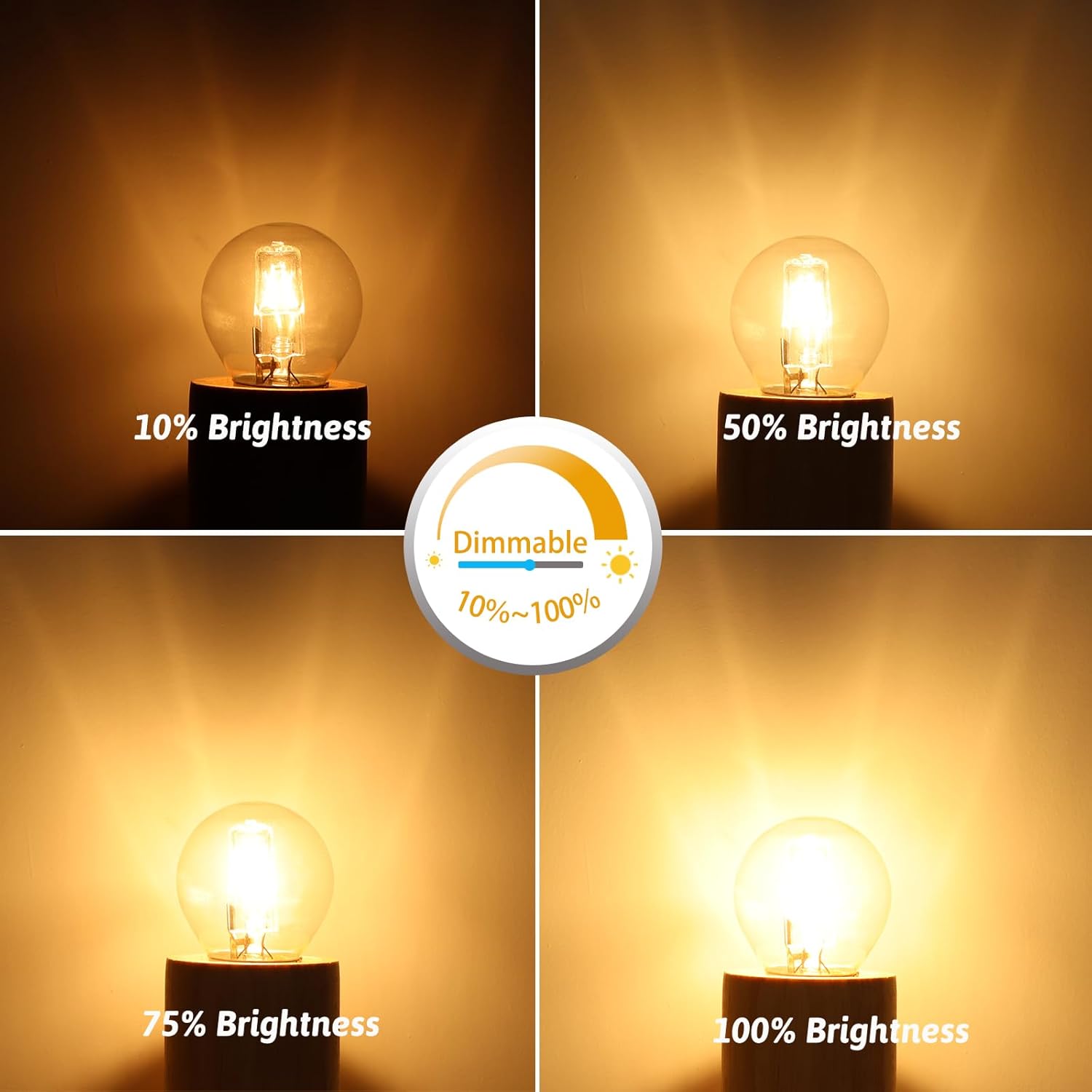 CLICKFUSION 6 Stück Halogenlampe E27 42W Dimmbar, 613LM Warmweiß 2700K Vintage Klar Glas Halogen Glühbirne AC 230V Globe G45 E27 42 Watt Schraubbirne für Kronleuchter, Wandlampe [Energieklasse G]