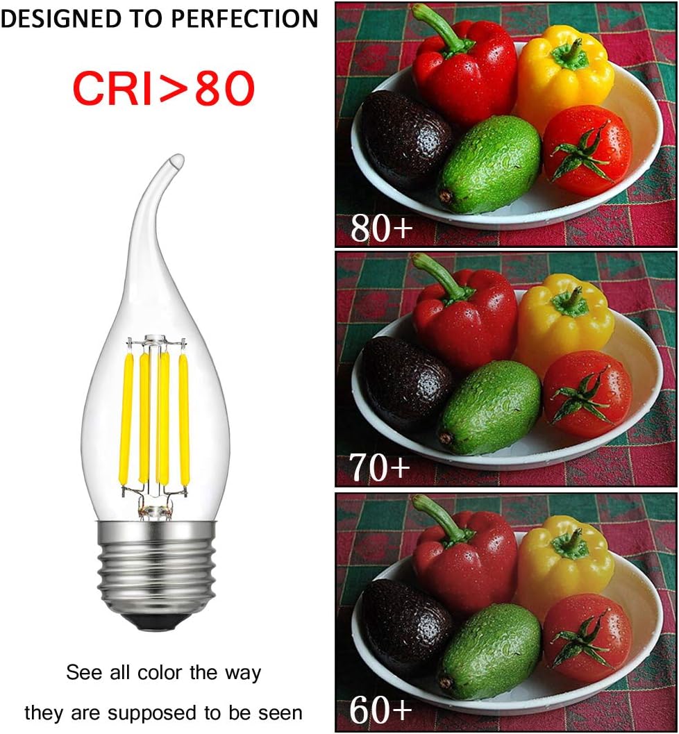 CLICKFUSION E27 LED Kerze 4W / ersetzt 40W Halogenlampen / 400 Lumen/Kaltweiß 6500K / 220-240V AC/LED Kerze E27 Flammen/Nicht Dimmbar/Klar Glas / 12er-Pack