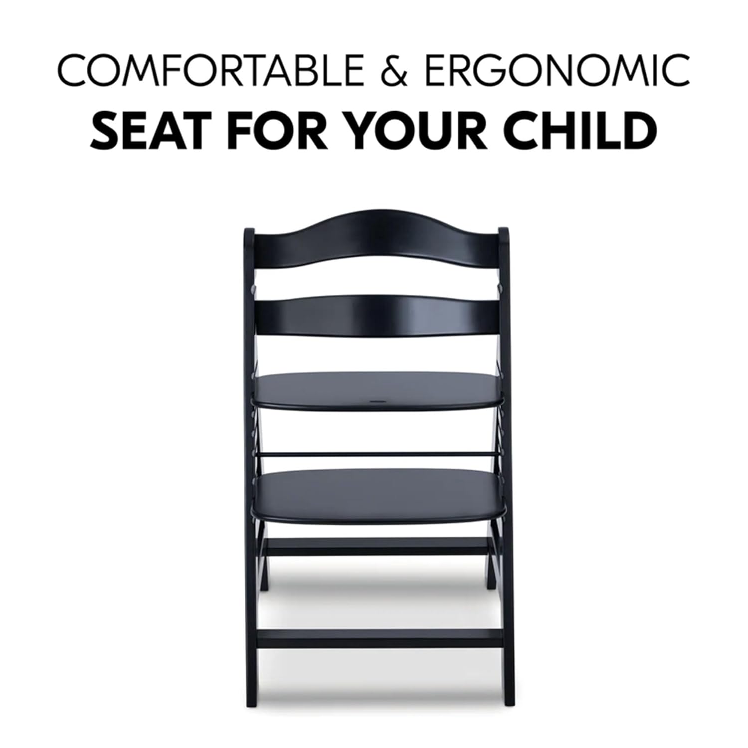 CLICKFUSION Hochstuhl Alpha+ für Kinder ab 6 Monaten bis 90 kg, inkl. Schutzbügel, 5-Punkt-Gurt & Schrittgurt, mitwachsender Kinderhochstuhl aus FSC® zertifiziertem Buchenholz (Black)