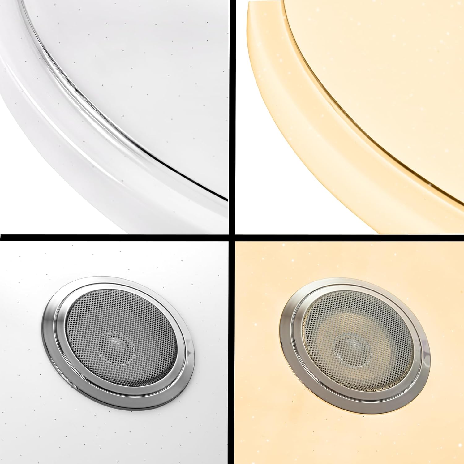 CLICKFUSION 48 W LED Ceiling Light Dimmable, RGB Ceiling Light with Bluetooth Speaker Remote Control and App Control, Music Playback for Children's Room, Bedroom, Living Room, Diameter 40 cm [Energy Class A]