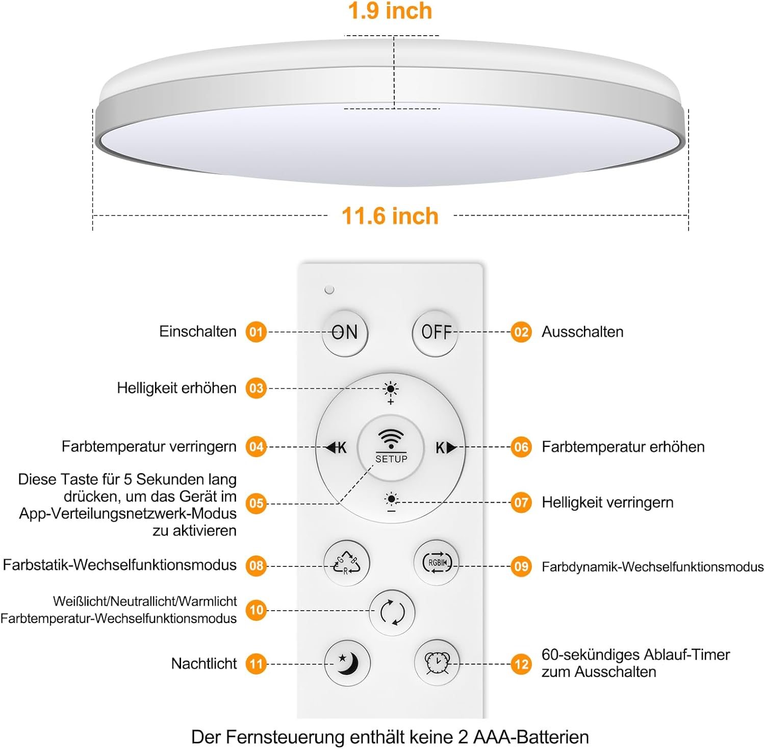 CLICKFUSION LED Ceiling Light, Dimmable, 36 W Diameter 30 cm, Smart RGBIC LED Ceiling Light with Remote Control, Works with Alexa & Google Assistant, Ceiling Lights for Bedroom, Living Room [Energy Class A]