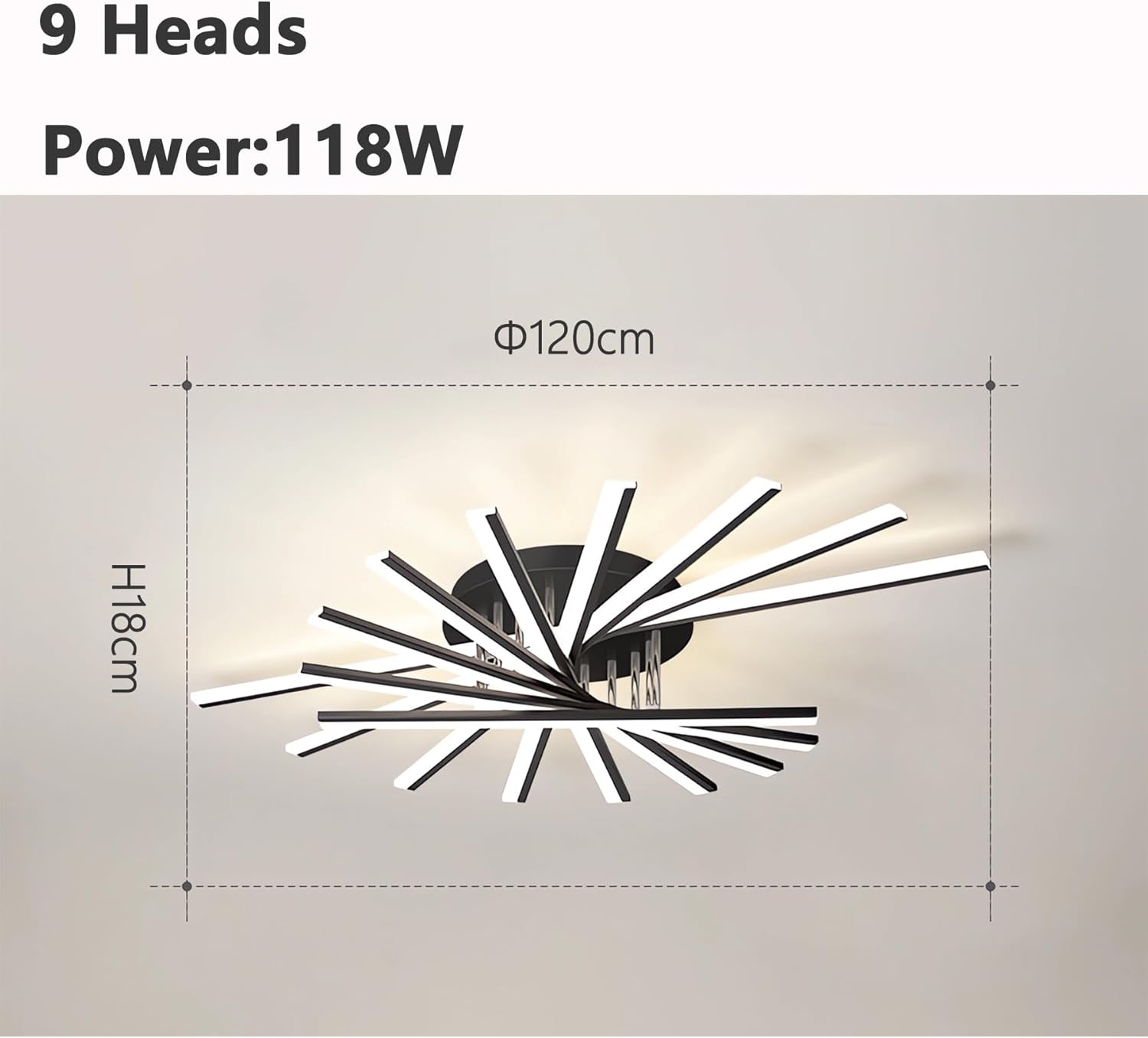CLICKFUSION LED Ceiling Light Modern Dimmable Ceiling Lights Living Room Fashion Ceiling Lights Multi Head Remote Control Ceiling Light for Bedroom Kitchen Office Cafe Ceiling (9 Heads) [Energy Class A]