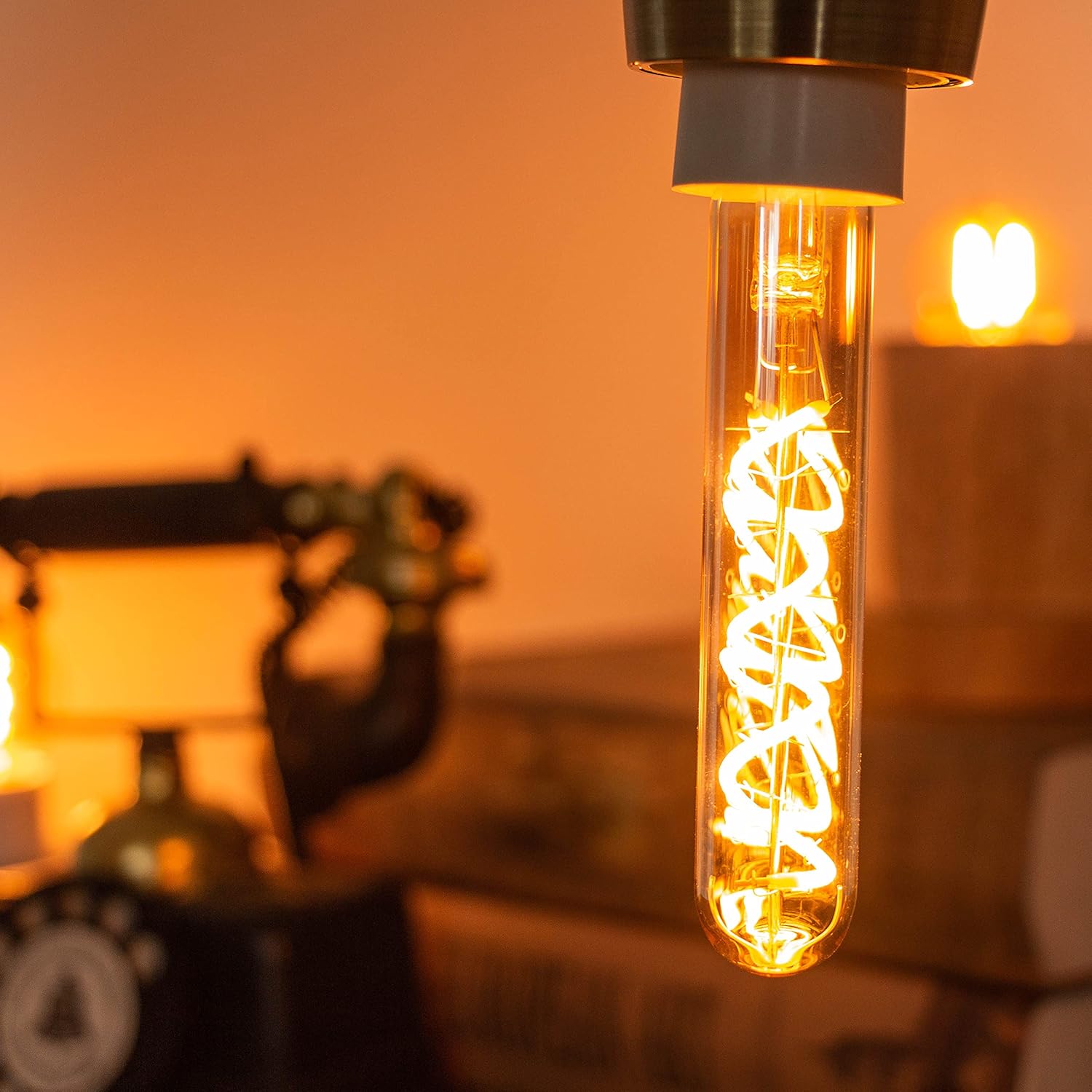 CLICKFUSION E14 LED Glühbirne Warmweiss T20 2W LED Filexible Filament Glühbirnen 2200K Vintage Glühbirne Äquivalent 20W Glühlampen,Glasröhre Pendelleuchte Röhrenlampen Energiesparlampe für Café Bar, 6er Pack