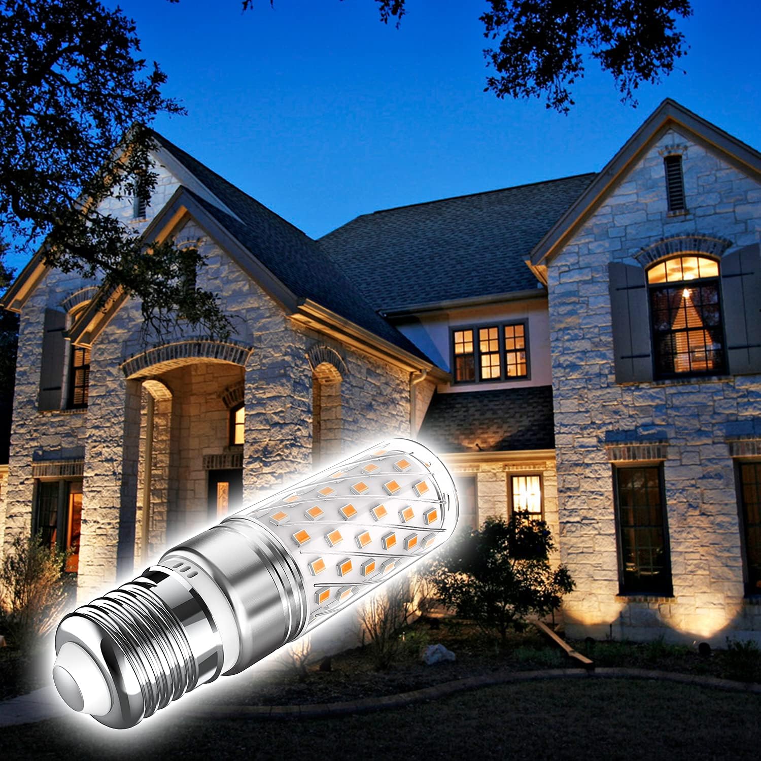 CLICKFUSION E27 LED Warmweiß 7W LED E27 Mais Birne Lampen 2700K, Edison Schraube E27 LED Energiesparlampe Birnen Ersetzt 60W-80W Glühlampe