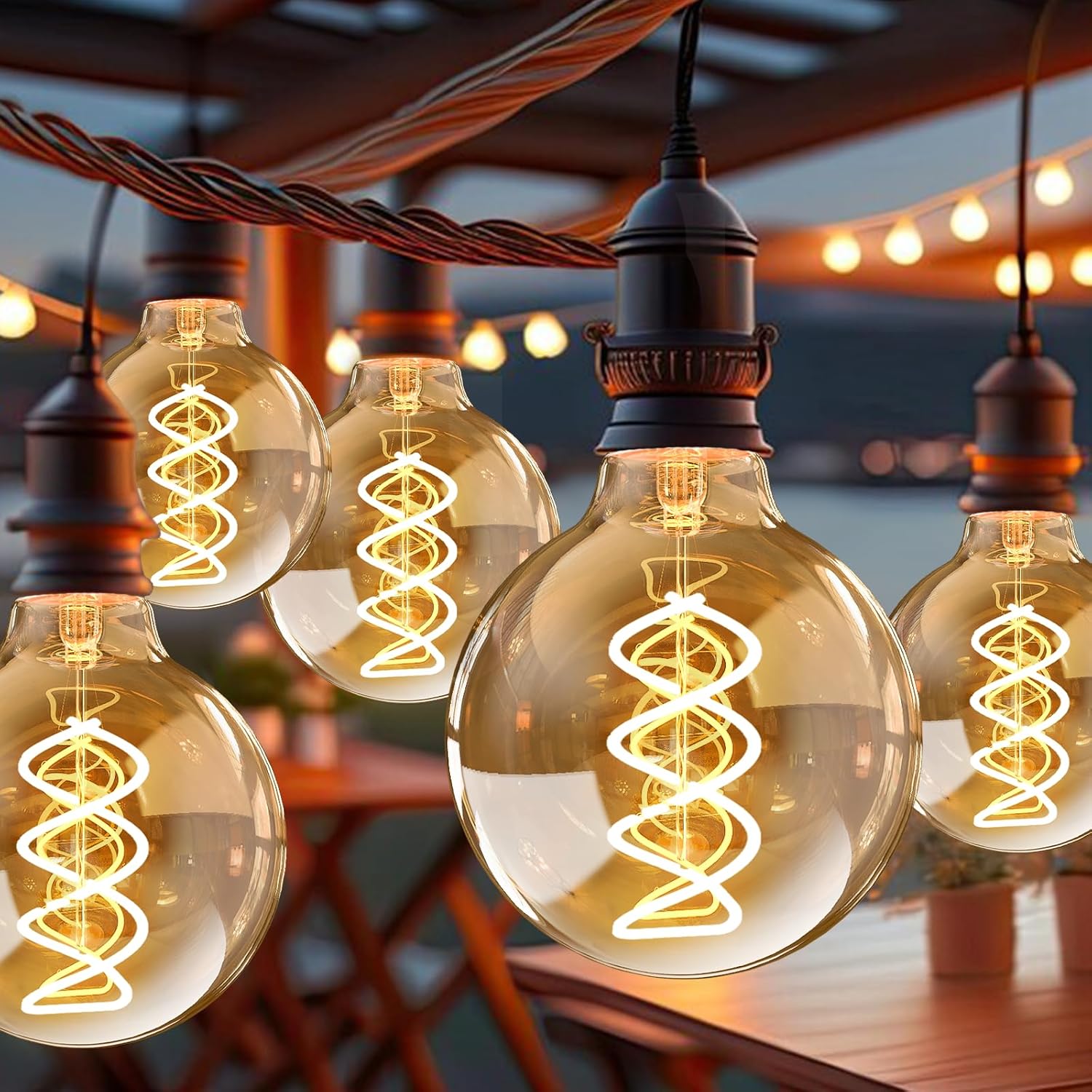 CLICKFUSION Edison Vintage Glühbirne E27, 4W Dimmbare Glühbirnen E27, E27 Base Braunglasveredelung Retro Leuchtmittel 2700K, G80 LED Vintage Lampe für Nostalgie Industrial Bar Beleuchtung -2 Stücks