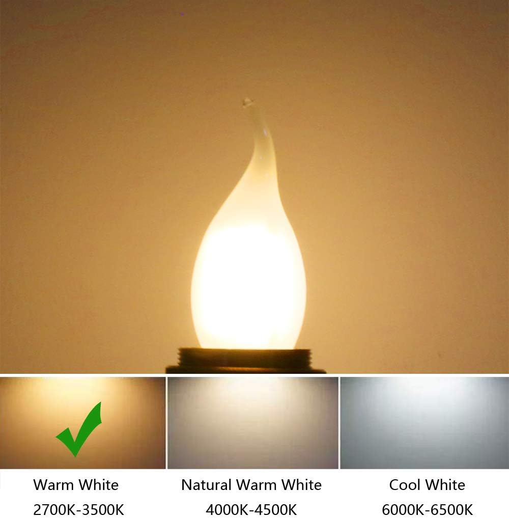 CLICKFUSION Glühbirne Kerzenform E27 4W Ersetzt 40W, 400 lumen, Warmweiß 2700K, E27 Kerzenlampe Ideal für Kronleuchter und Kristalllichter, Nicht Dimmbar, Glas Matt, 12er Pack