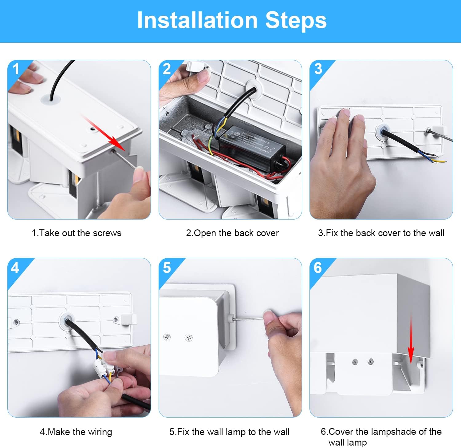 CLICKFUSION 20 W LED Wall Light Indoor / Outdoor, 2 Pieces Outdoor Lights, 3000 K Warm White LED Outdoor Light, Rectangular Adjustable Beam Angle, Up Down Wall Lights, IP65 Waterproof (White)