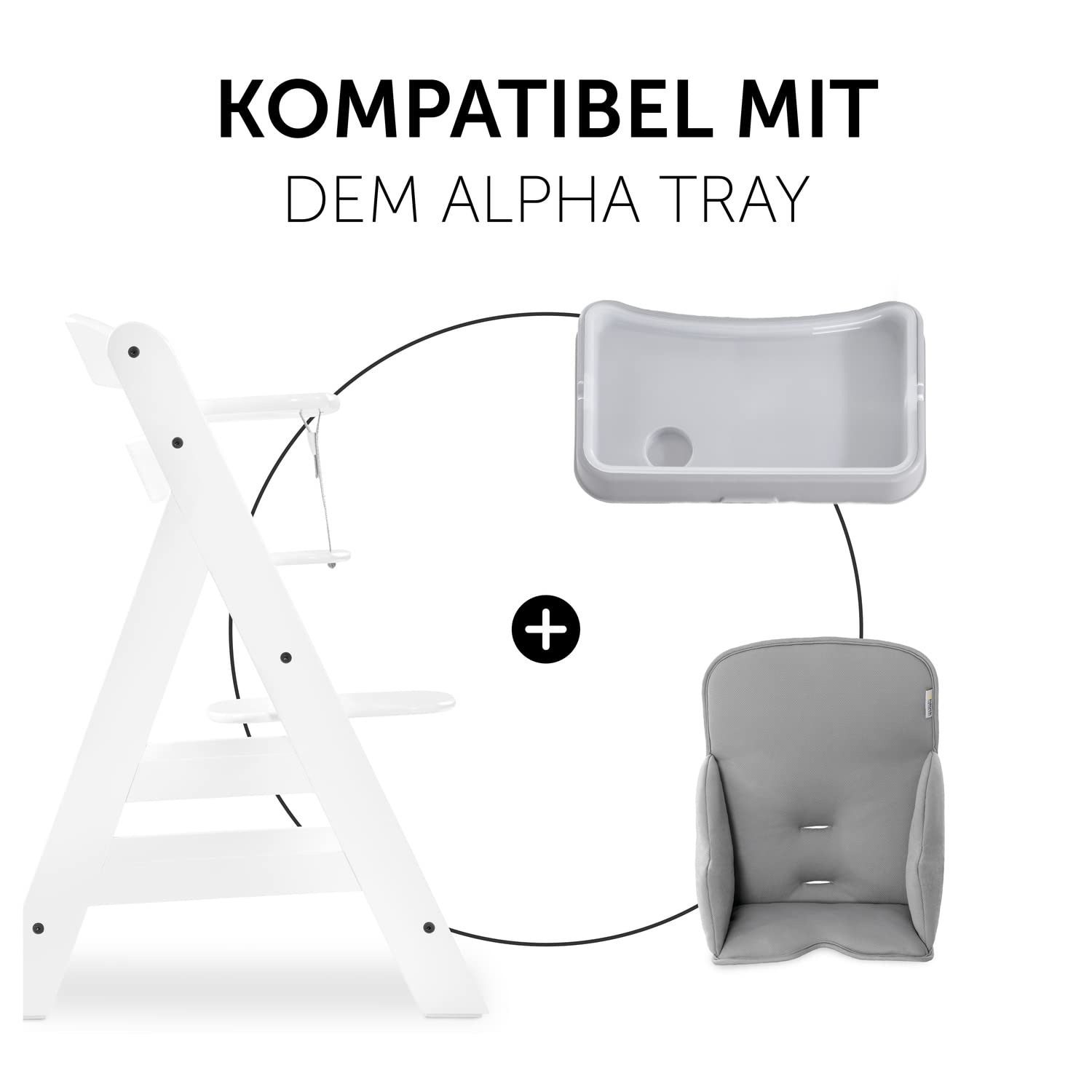 CLICKFUSION Sitzverkleinerer Kissen Alpha Cosy Kompatibel mit Alpha+, Beta+ & Arketa Holzhochstuhl, für Babys 6-36 Monate, Hochstuhl Sitzkissen mit hoher Rückenlehne und Stabilisierten Seiten (Stretch Grey)