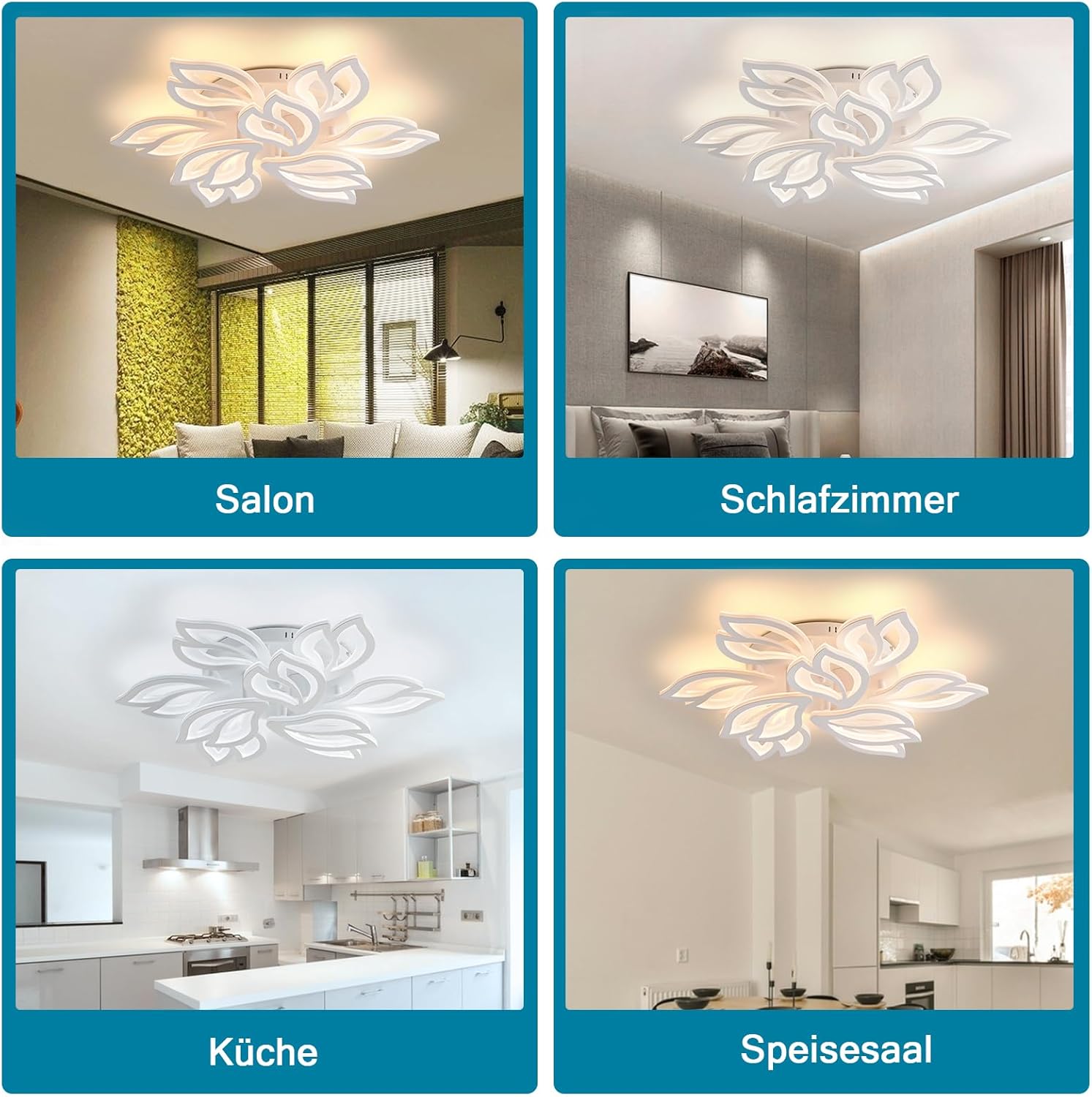 CLICKFUSION LED-Deckenleuchte mit Fernbedienung, Verstellbares Licht 120 W 14400 LM, Acryl-Deckenleuchten für Schlafzimmer Wohnzimmer [Energieklasse E]