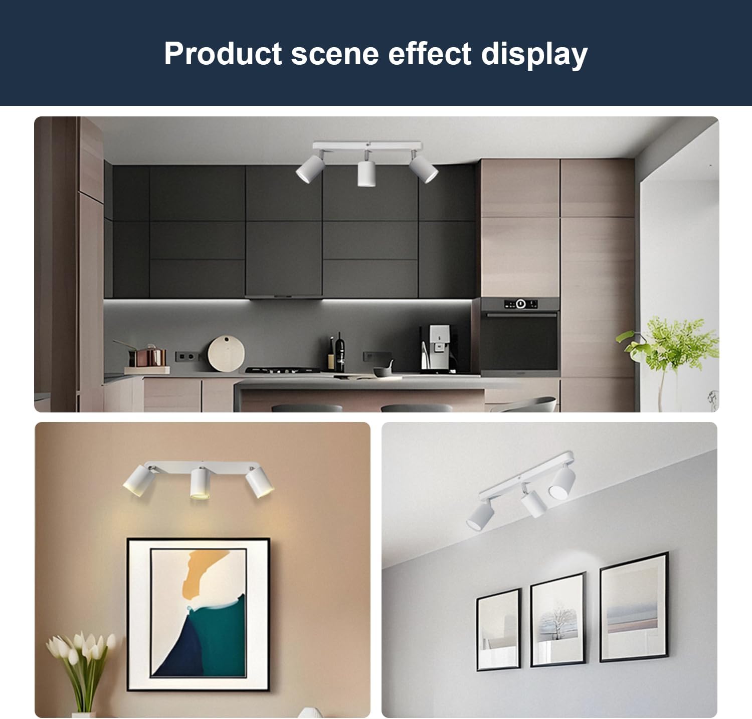 CLICKFUSION LED Deckenstrahler 3 Flammig Lampenhalter Winkelverstellbar, Kaltweiß 6000K 5W 450LM, Weißer Drehbarer GU10 Deckenlampe Spot, für Küche, Wohnzimmer, Schlafzimmer [Energieklasse F]