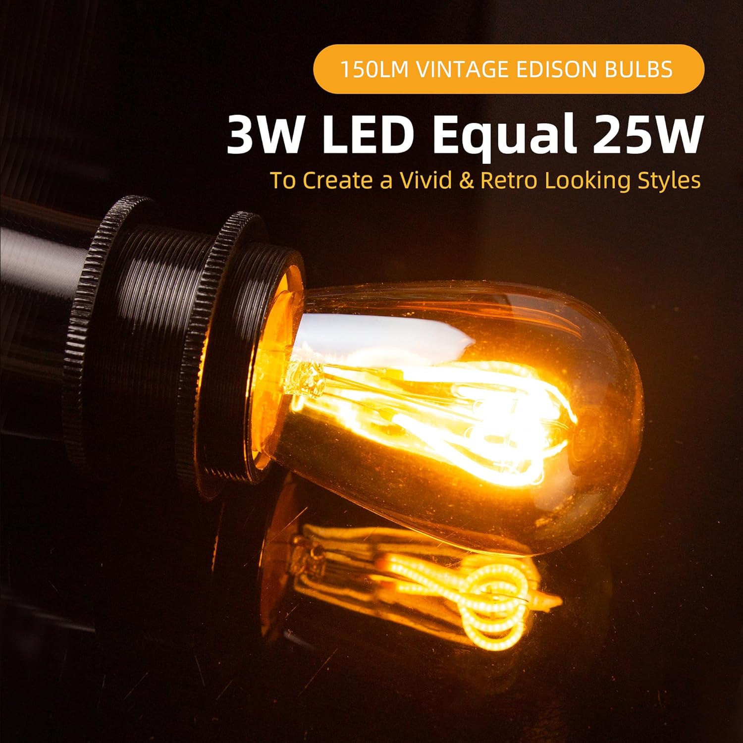 CLICKFUSION Dimmbar Led E27 Warmweiss Glühbirne ST45/S14 3W Vintage Glühbirne Ersetzt 30 W Glühlampen,2200K Warimweß Retro Edison Led Birnen,2er Pack