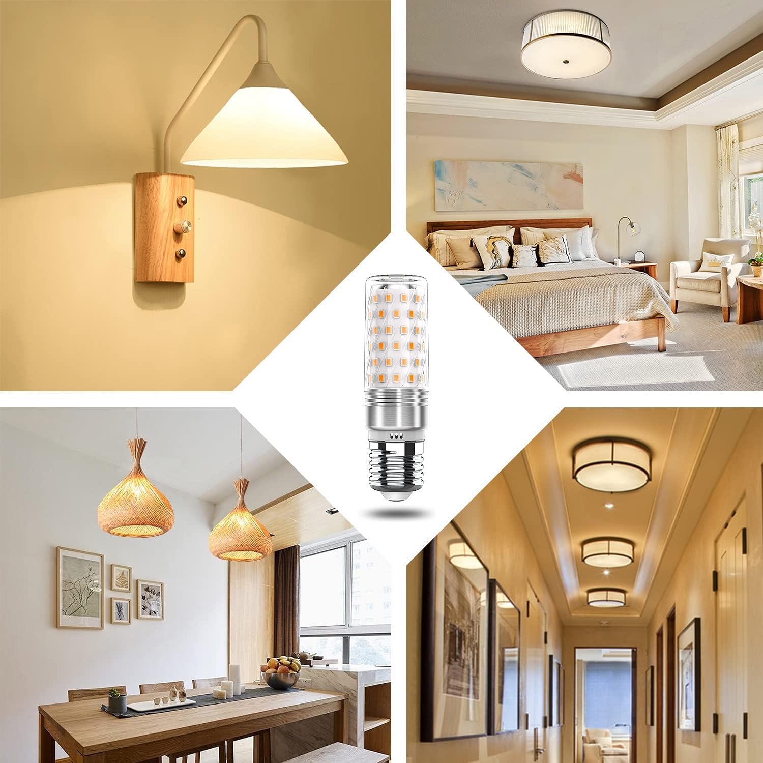 CLICKFUSION E27 LED Warmweiß 7W LED E27 Mais Birne Lampen 2700K, Edison Schraube E27 LED Energiesparlampe Birnen Ersetzt 60W-80W Glühlampe