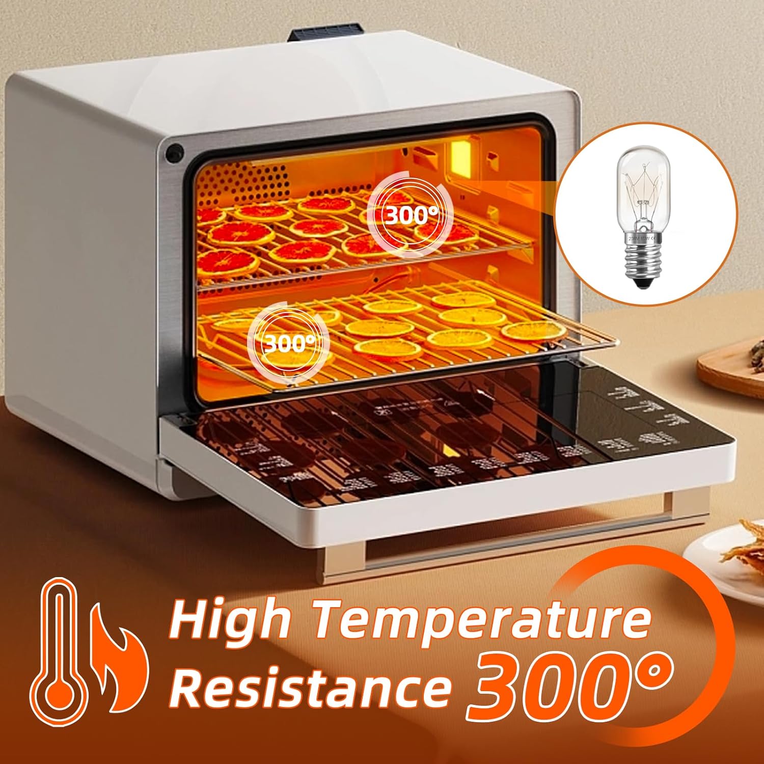 CLICKFUSION 5 Stück E14 Kühlschranklampe, Dimmbar, Hitzebeständig bis 300 Grad, 100LM Warmweiß 2700K, E14 Salzlampenbirnen für Kühlschrank, Mikrowelle, Dunstabzugshaube, Salzsteinlampe [Energieklasse G]