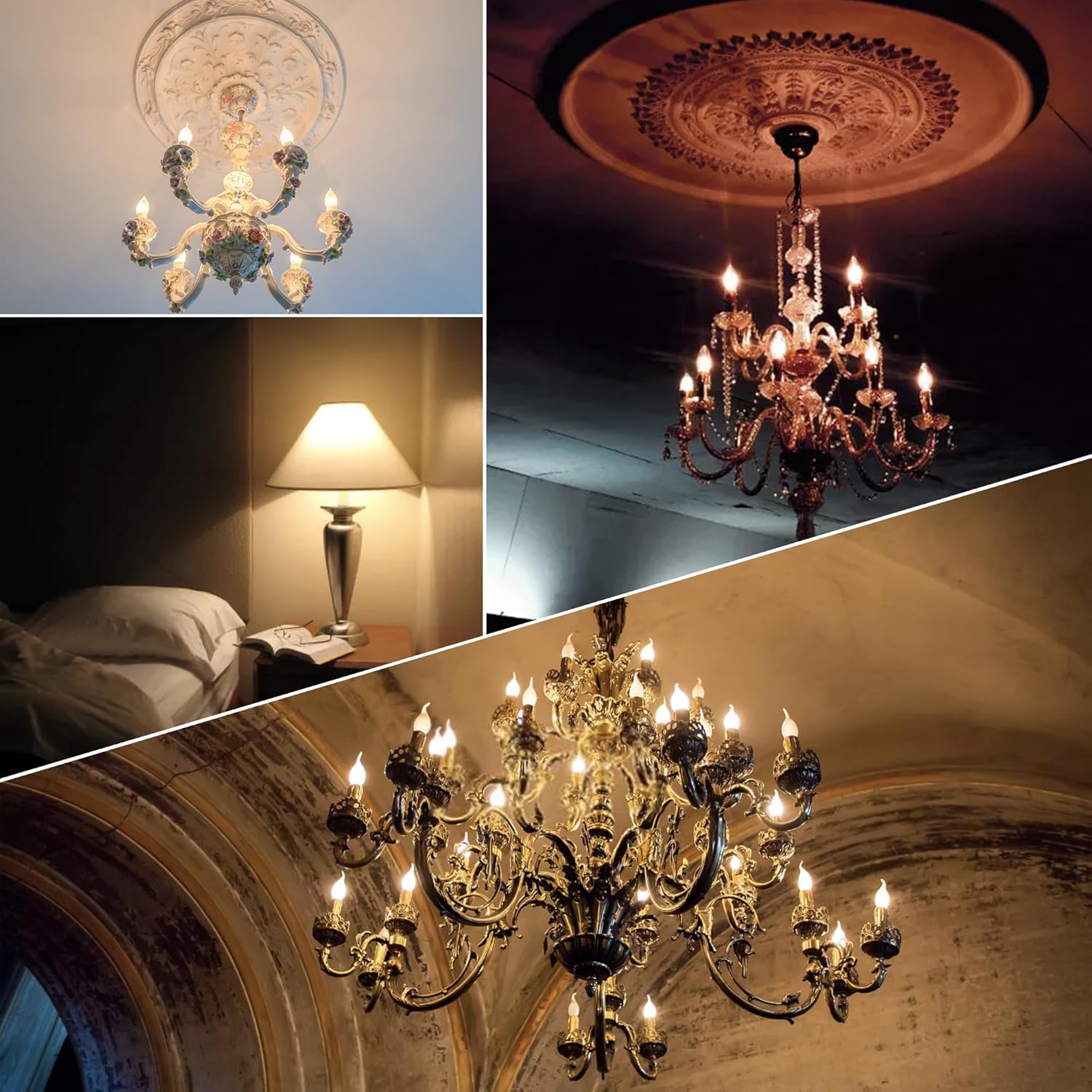 CLICKFUSION E14 LED Glühbirne Kerze Retro Vintage Filament Lampe kerzenlampen C22 0.7w Ersetzt 7 Watt 2200K Ultra Warm,50 lumen Kandelaber Kronleuchter Salzlampe Nachtlicht,220V-240V,6er-Pack