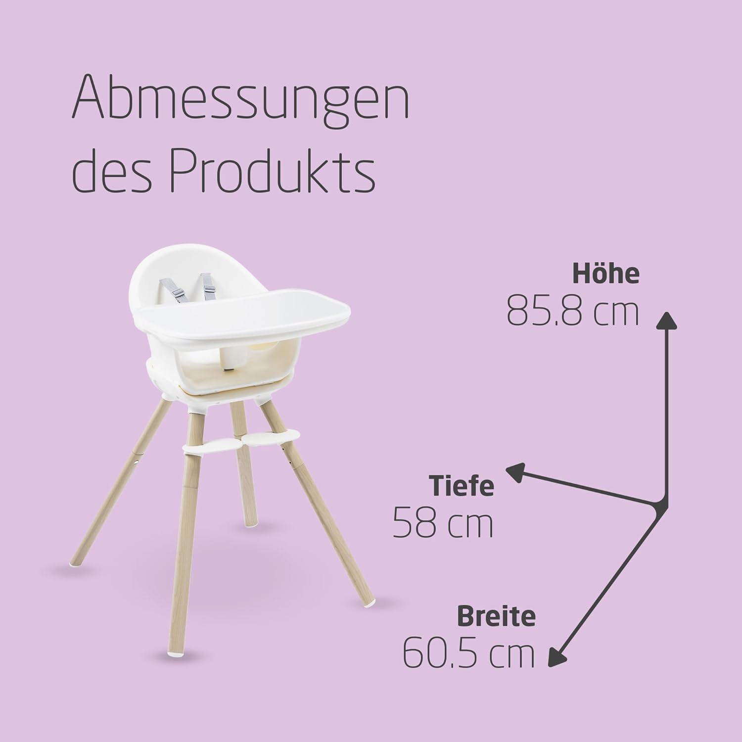 CLICKFUSION Moa 4-in-1 Kinderhochstuhl mitwachsend, 6 Mon–7 Jahre, 0–25kg, verstellbarer Hochstuhl Baby, in eine Sitzerhöhung, einen Hocker und einen kleinen Tisch mit Sitz verwandelbar, Beyond White
