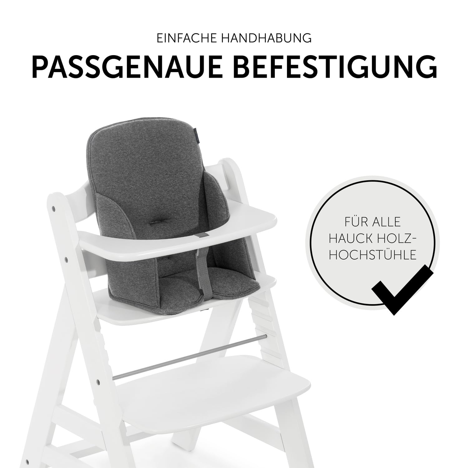 CLICKFUSION Sitzverkleinerer Kissen Alpha Cosy Kompatibel mit Alpha+, Beta+ & Arketa Holzhochstuhl für Babys 6-36 Monate Hochstuhl Sitzkissen mit hoher Rückenlehne & Stabilen Seiten (Jersey Charcoal)