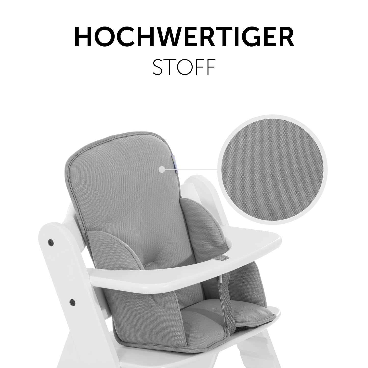 CLICKFUSION Sitzverkleinerer Kissen Alpha Cosy Kompatibel mit Alpha+, Beta+ & Arketa Holzhochstuhl, für Babys 6-36 Monate, Hochstuhl Sitzkissen mit hoher Rückenlehne und Stabilisierten Seiten (Stretch Grey)