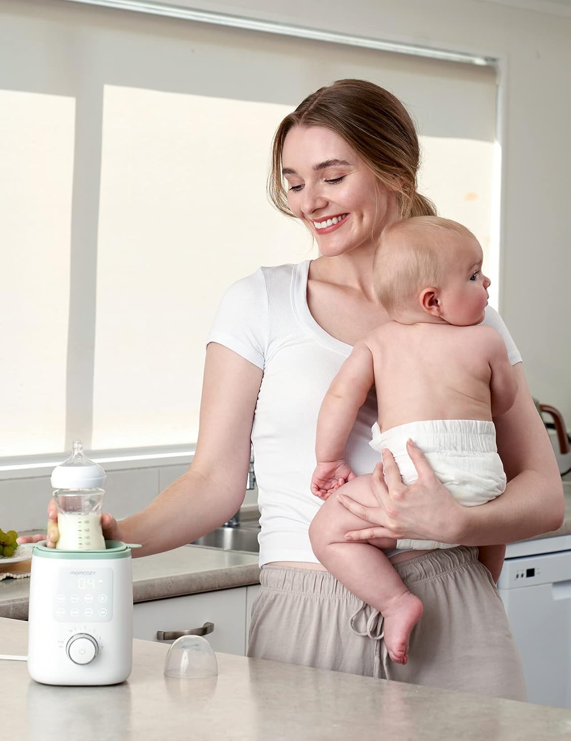 CLICKFUSION Nutri Baby Flaschenwärmer mit präziser Temperaturregelung & Nachtlicht, 9-in-1-Flaschenwärmer mit Schnellheizung, automatischem Abschalten und universeller Flaschenkompatibilität