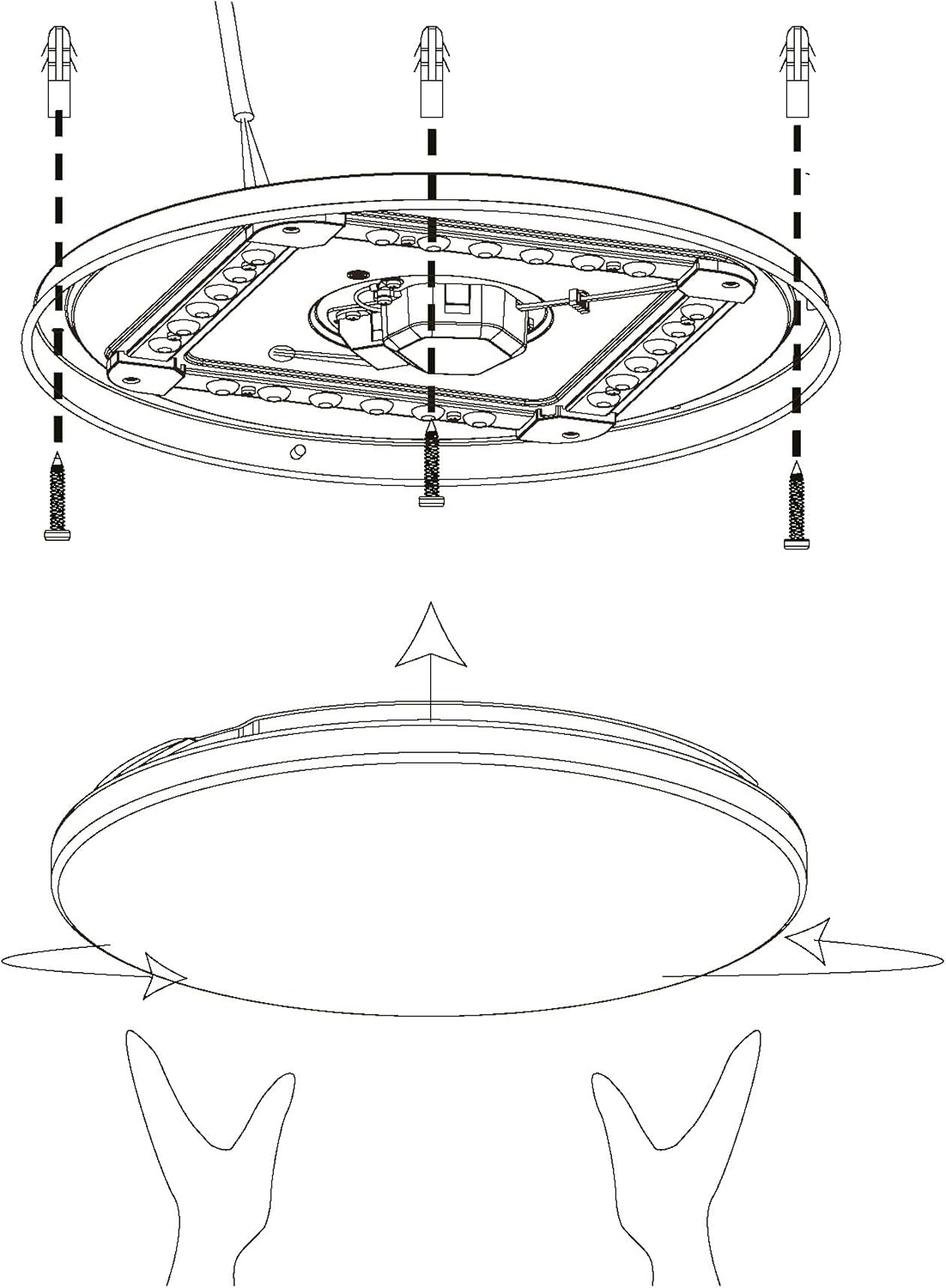 CLICKFUSION LED ceiling light Marunella, wall lamp Ø 34 cm in steps dimmable, ceiling lamp modern made of steel in nickel matt and plastic white, living room lamp neutral white [Energy Class F]