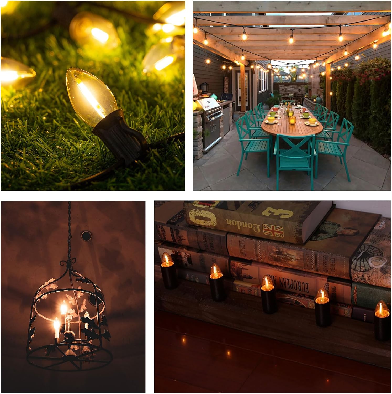 CLICKFUSION 2 Stück C7 LED Kerze Birne 0.5W E14 Filament Glühbirne Ersetzt 5W Warmweiß 2200K 50LM 220V Amber Vintage Edison E14 für Weihnachtsdeko Nachtlicht Salzelampe, Nicht Dimmbar [Energieklasse G]