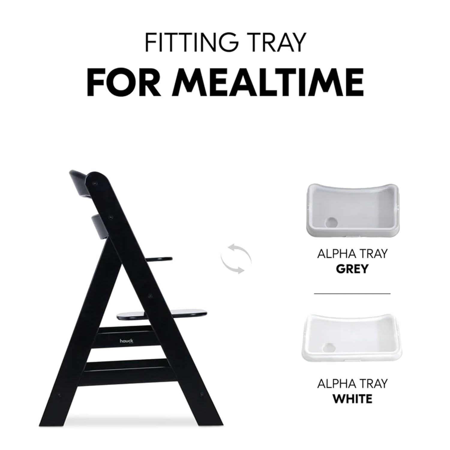 CLICKFUSION Hochstuhl Alpha+ für Kinder ab 6 Monaten bis 90 kg, inkl. Schutzbügel, 5-Punkt-Gurt & Schrittgurt, mitwachsender Kinderhochstuhl aus FSC® zertifiziertem Buchenholz (Black)