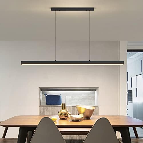 CLICKFUSION LED Pendant Lamp, Linear Pendant Lights, 35 W, 120 cm, Modern, Dimmable with Remote Control, Dining Table Pendant Light, Hanging Height Adjustable 1-150 cm, Kitchen Pendant Light, for Office, [Energy Class E]