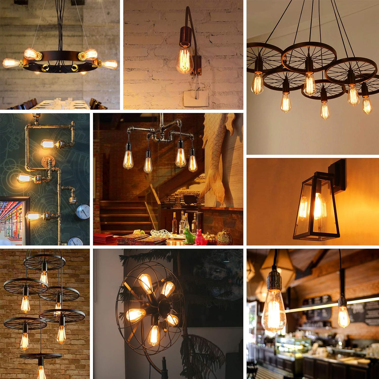 CLICKFUSION Edison LED Vintage Glühbirne, E27 ST58 Warmweiß(2500K), 700 Lumen, 6W (ersetzt 60W) Ideal für Nostalgie und Retro Beleuchtung im Haus Café Bar- 5 Stück