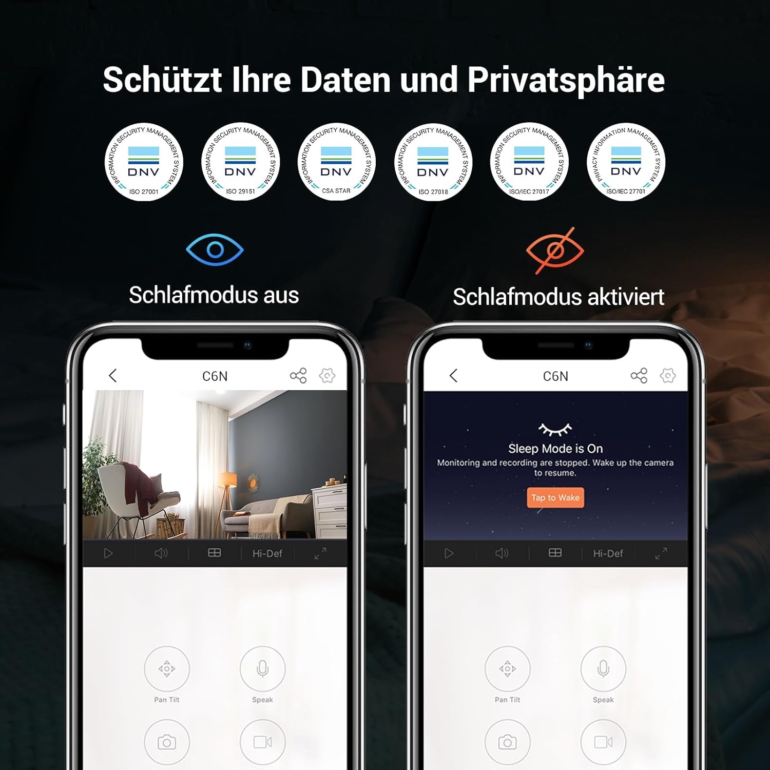 CLICKFUSION 1080P WLAN-IP-Kamera, schwenkbare Überwachungskamera für Innenräume mit Zwei-Wege-Audio, Bewegungsverfolgung, Infrarot-Nachtsicht – ideal als Haustier- und Babyphone, kompatibel mit Alexa, 2,4 GHz-WiFi, C6N, 2er-Set