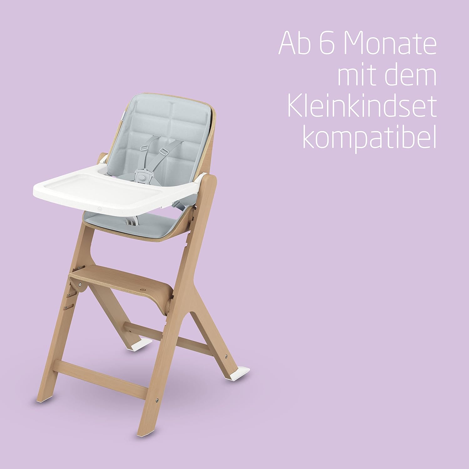 CLICKFUSION Nesta, Hochstuhl ab Baby, Hochstuhl aus Holz, nach hinten verstellbarer Hochstuhl, wächst mit Ihnen bis zu 99 Jahren, Natural Wood