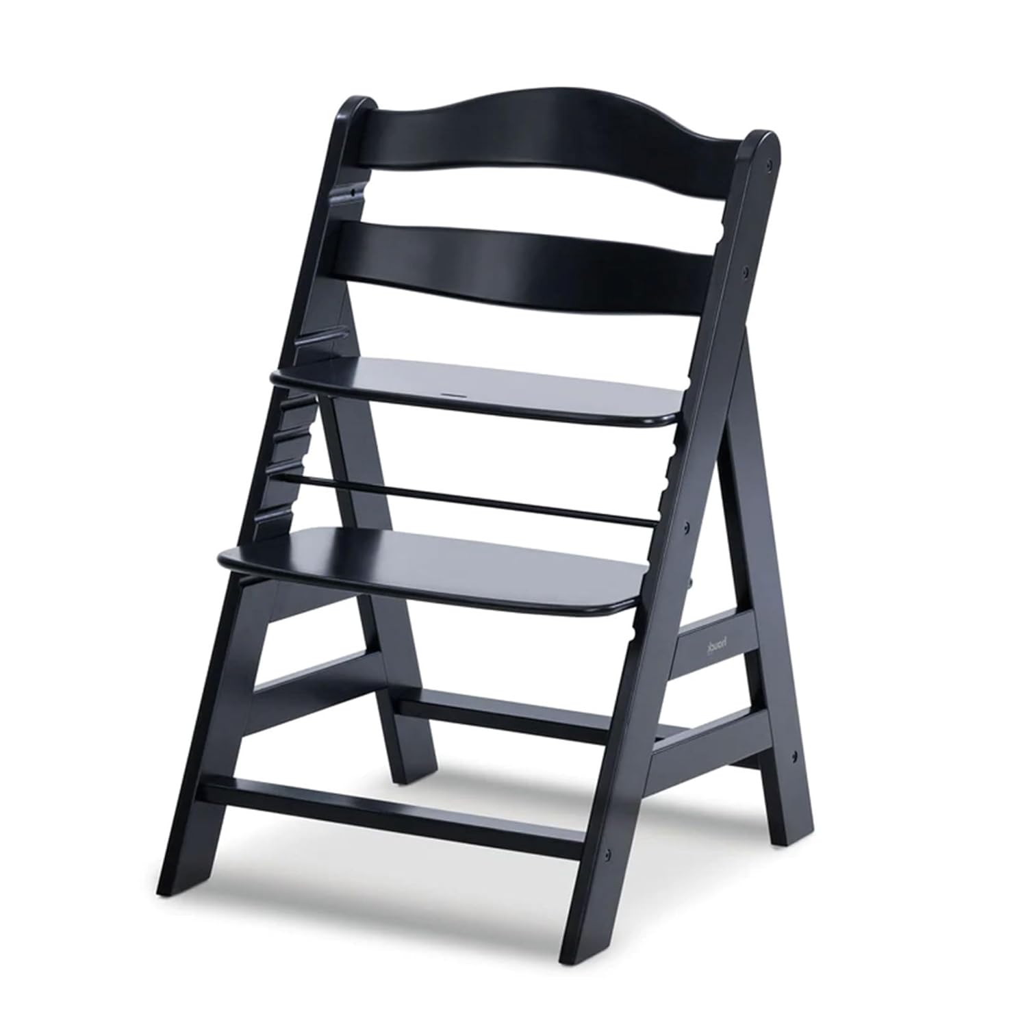 CLICKFUSION Hochstuhl Alpha+ für Kinder ab 6 Monaten bis 90 kg, inkl. Schutzbügel, 5-Punkt-Gurt & Schrittgurt, mitwachsender Kinderhochstuhl aus FSC® zertifiziertem Buchenholz (Black)