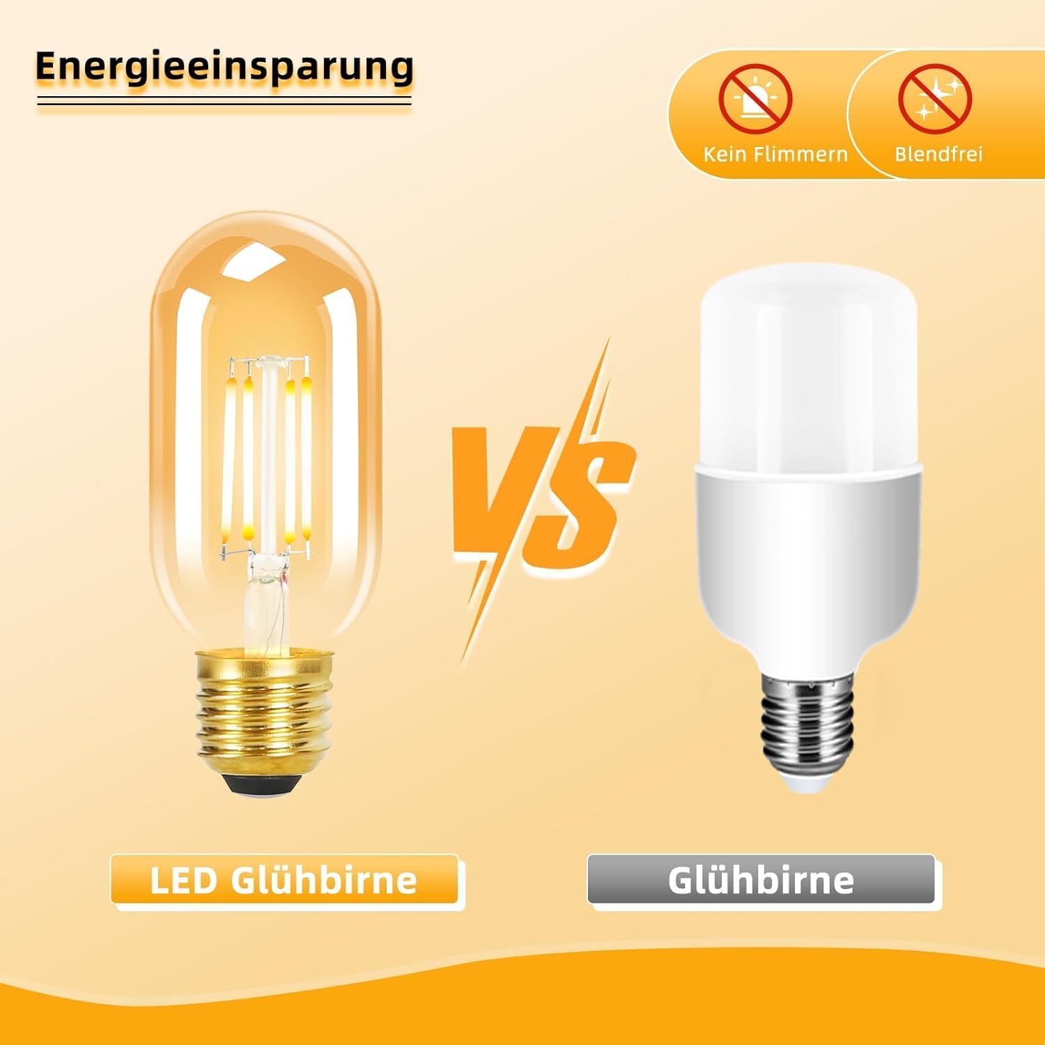 CLICKFUSION 8er pack E27 LED Warmweiss Vintage Glühbirnen - T45 LED Leuchtmittel Lampe E27 Birnen Edison 4W 2700K Energiesparlampe Light Bulbs Glühlampen Filament Retro Glas 360° Abstrahlwinkel