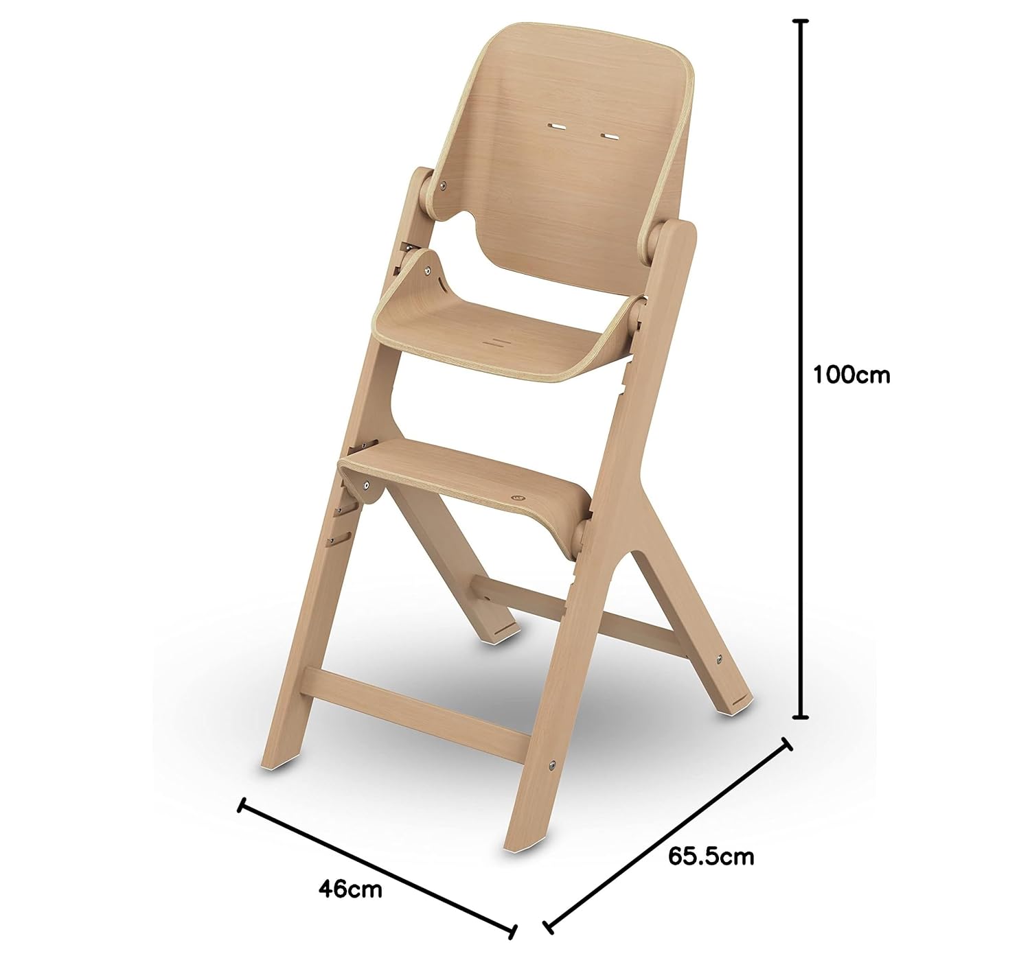 CLICKFUSION Nesta, Hochstuhl ab Baby, Hochstuhl aus Holz, nach hinten verstellbarer Hochstuhl, wächst mit Ihnen bis zu 99 Jahren, Natural Wood