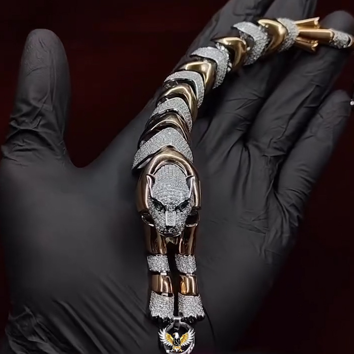 Diamond Jaguar Silver Bracelet